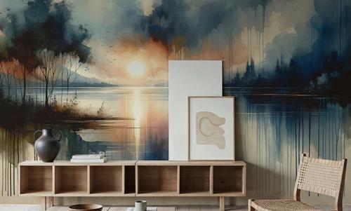 Watercolor Abstract Lake