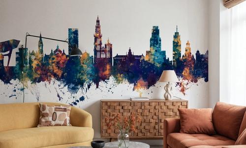 Antwerp Belgium Skyline Blue & Bronze
