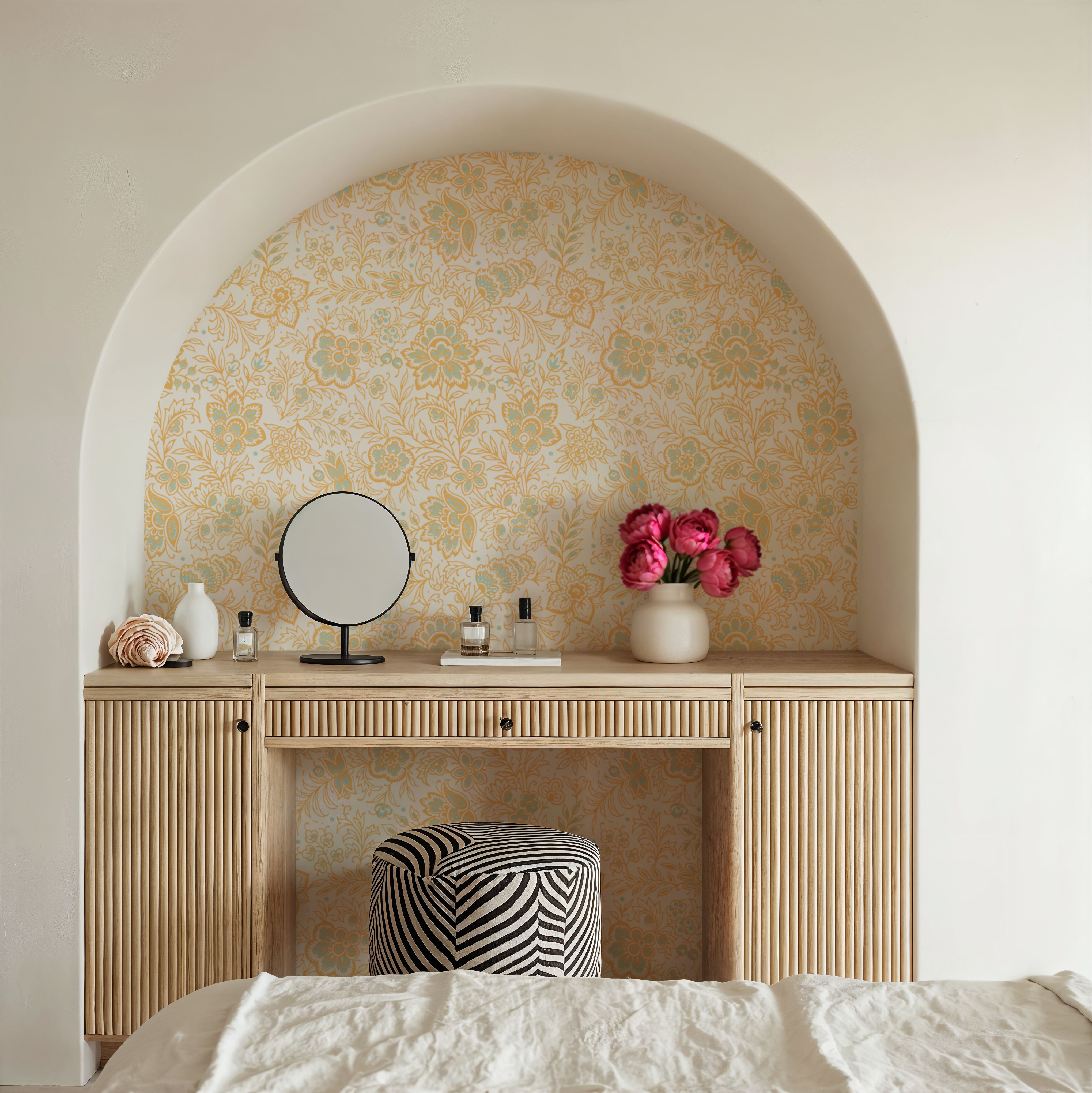 Kala Flowers Yellow on White