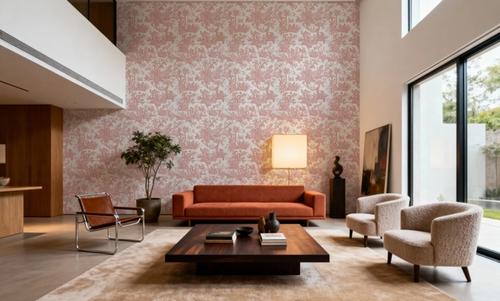 Patinated Linen Toile de Jouy, Rose