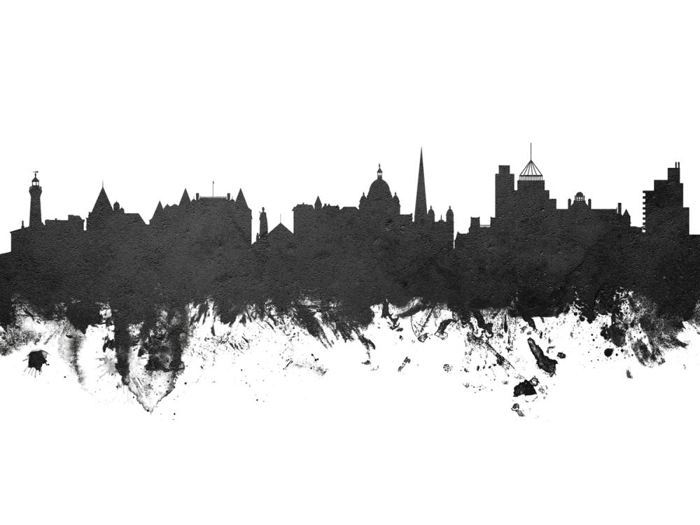 Victoria Canada Skyline Black & White