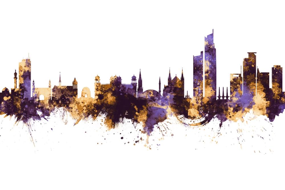 Karachi Pakistan Skyline Purple & Gold