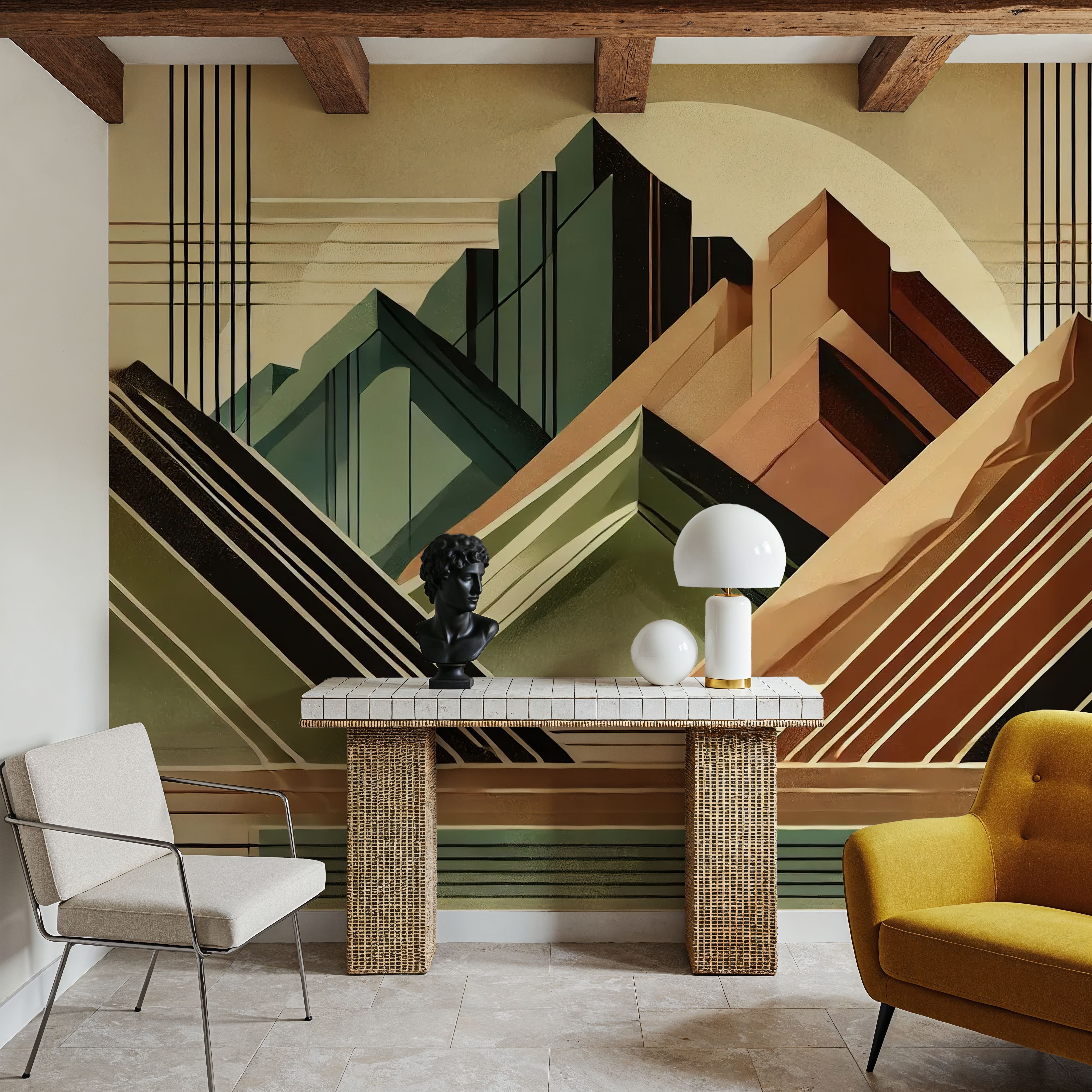 Elegant Art Deco Mountain Peaks