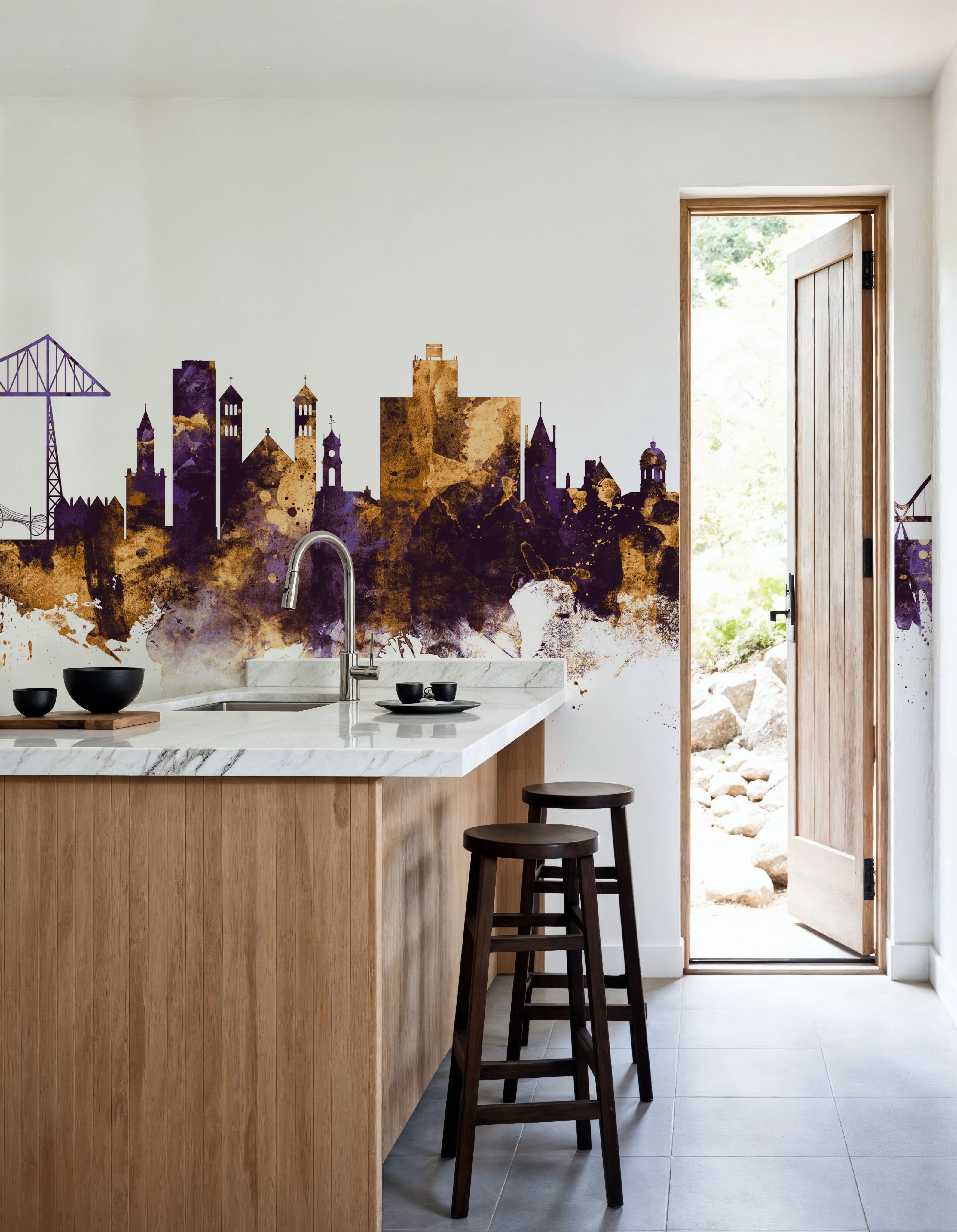Middlesbrough England Skyline Purple & Gold