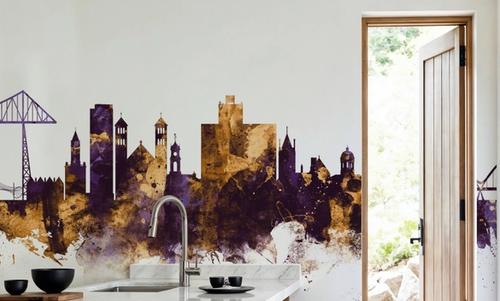 Middlesbrough England Skyline Purple & Gold