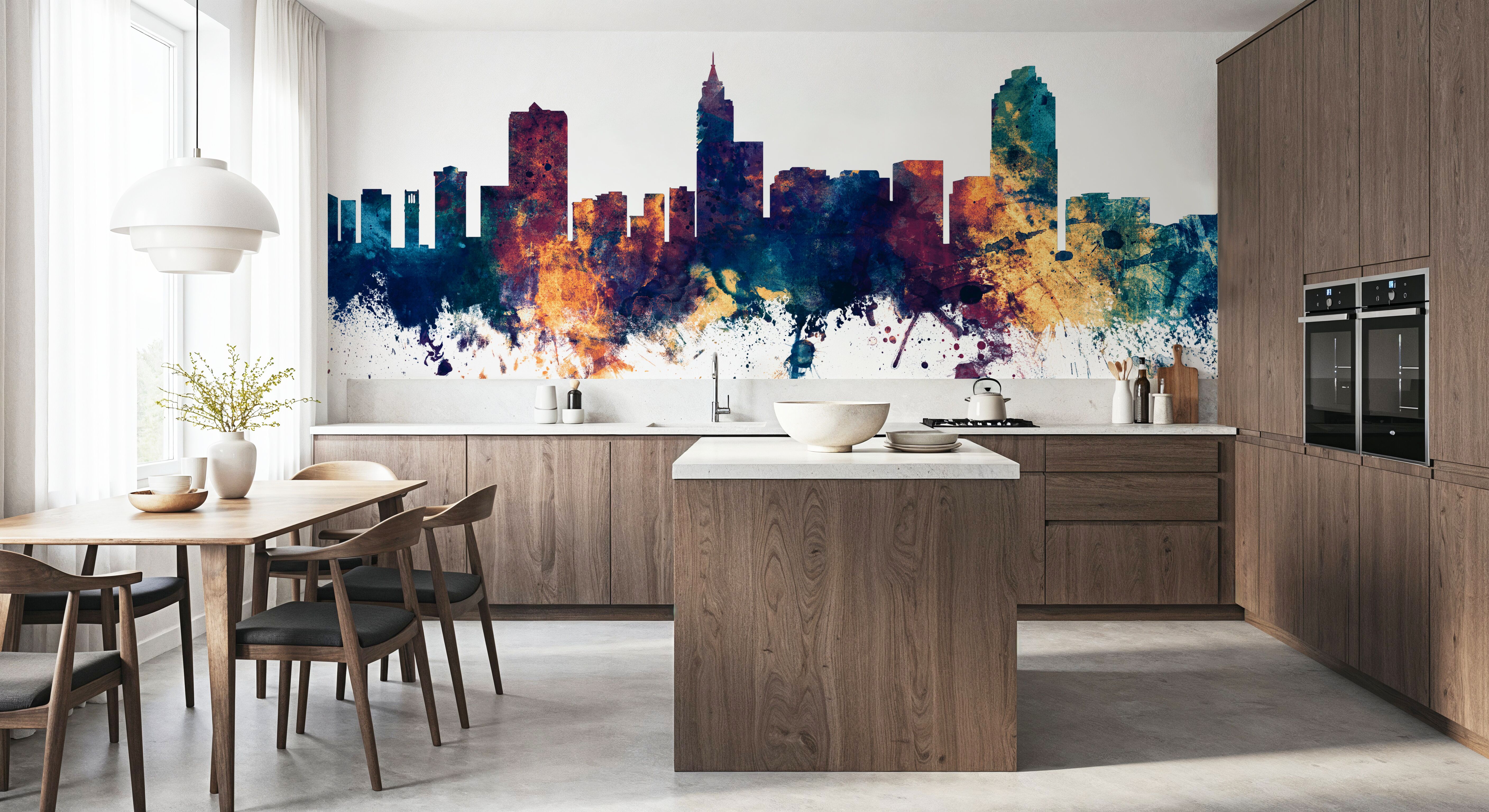 Raleigh North Carolina Skyline Blue & Bronze