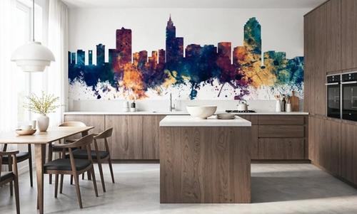 Raleigh North Carolina Skyline Blue & Bronze