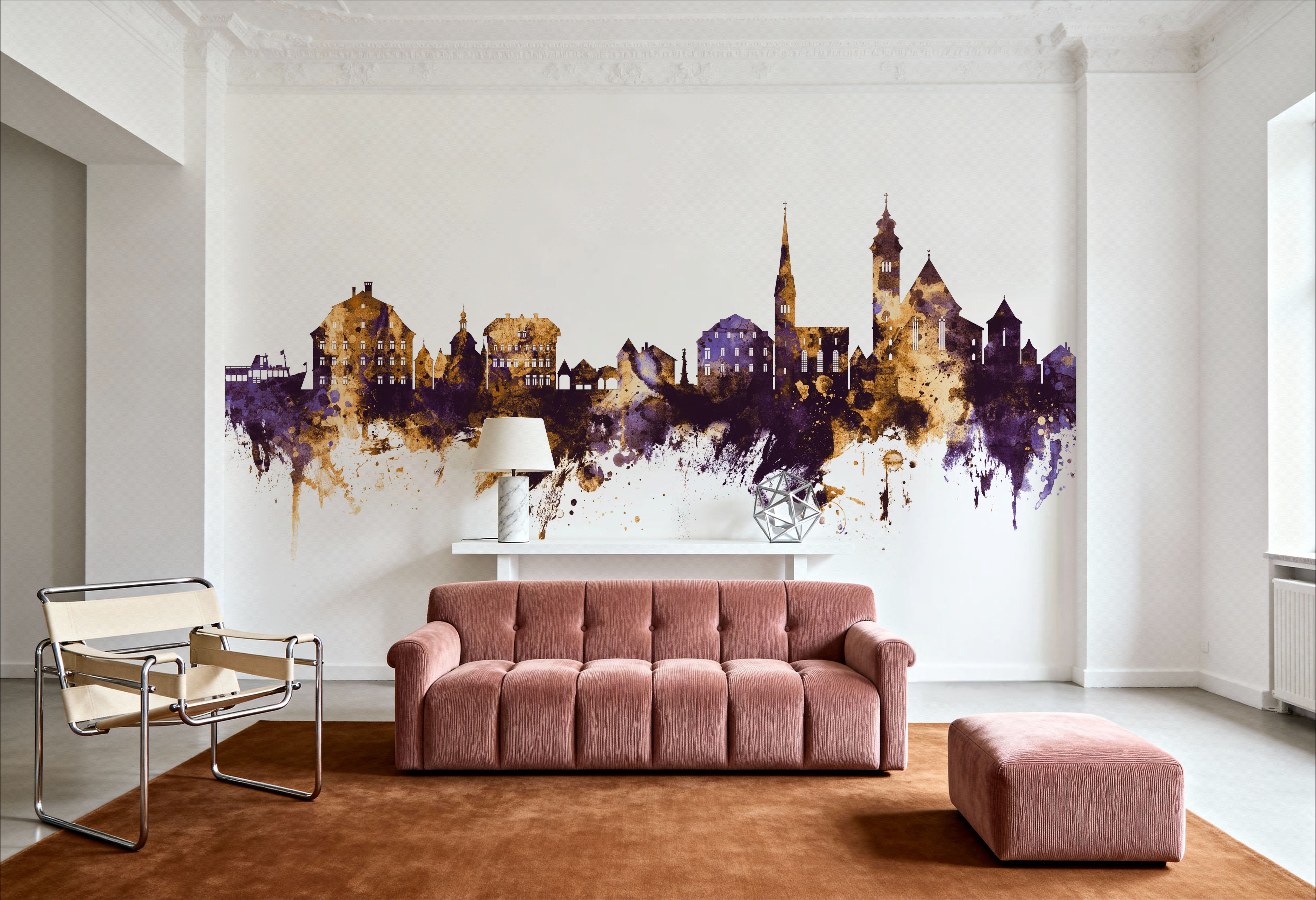 Hallstatt Austria Skyline Purple & Gold