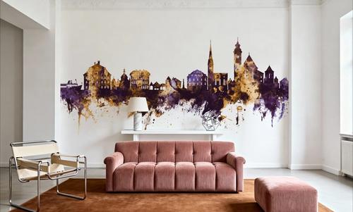 Hallstatt Austria Skyline Purple & Gold