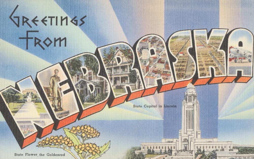 Greetings from Nebraska - Screenprint Postcard
