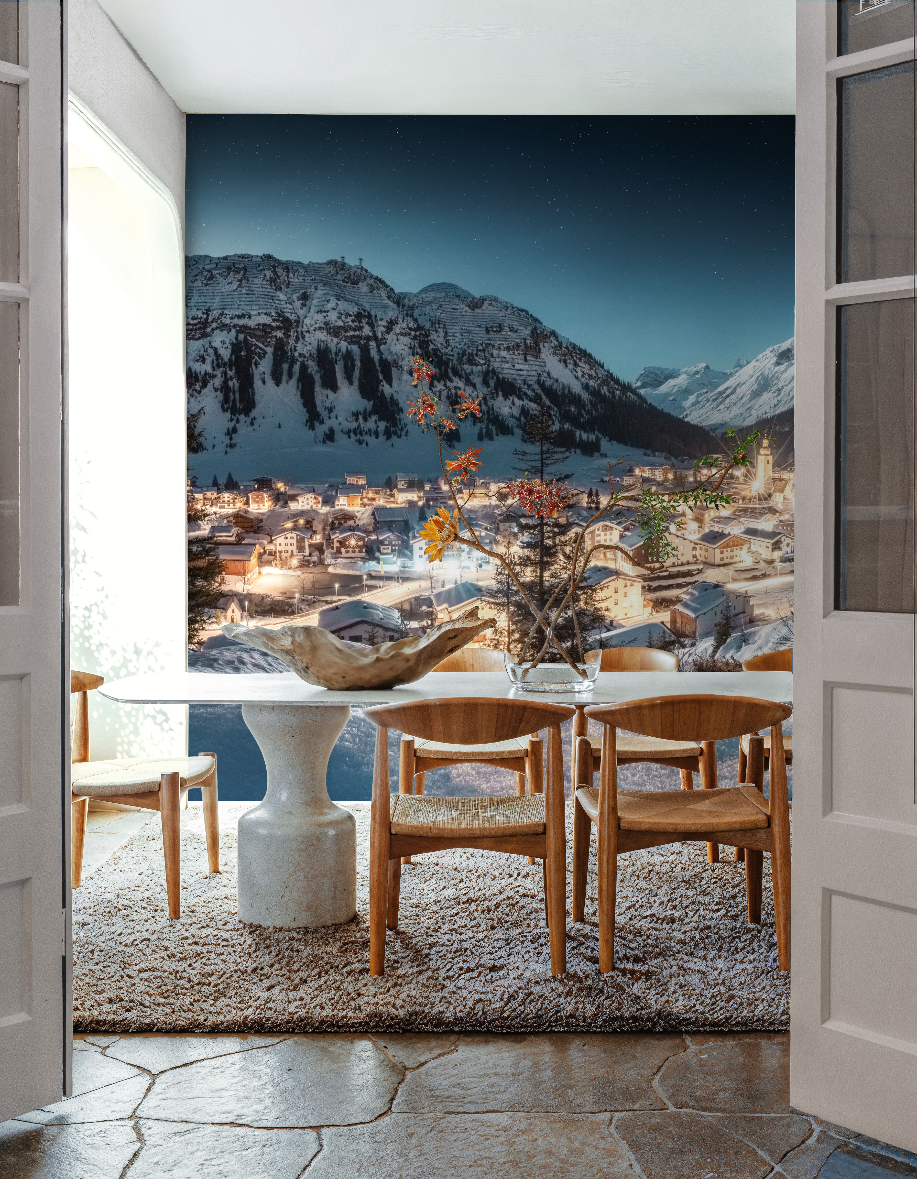 Wall Mural - Winter Wonderland - Architecture Landscapes mural wallpaper - Blue - Bedroom - Wallism UK - Premium, Textured or Peel & Stick