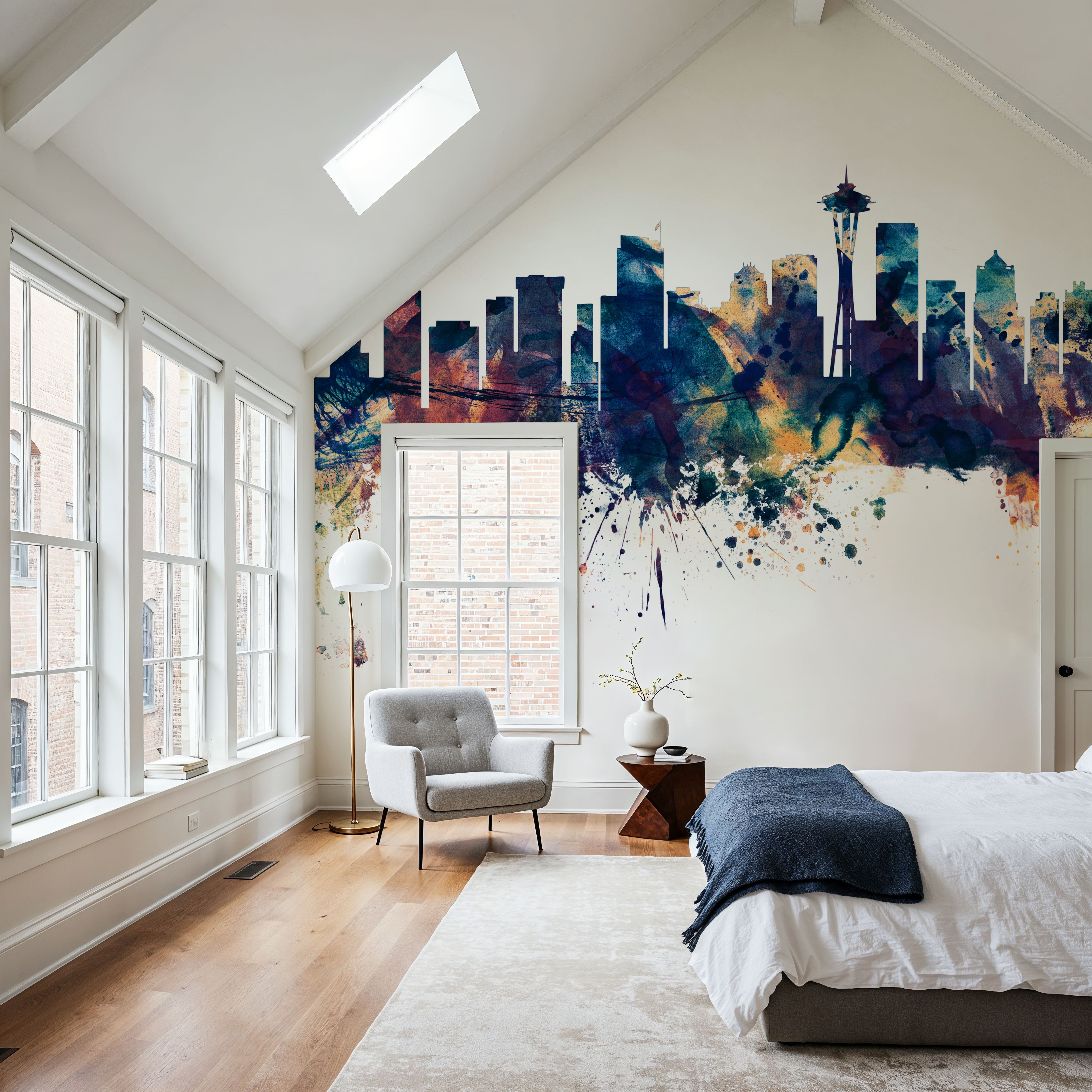 Seattle Skyline Blue & Bronze