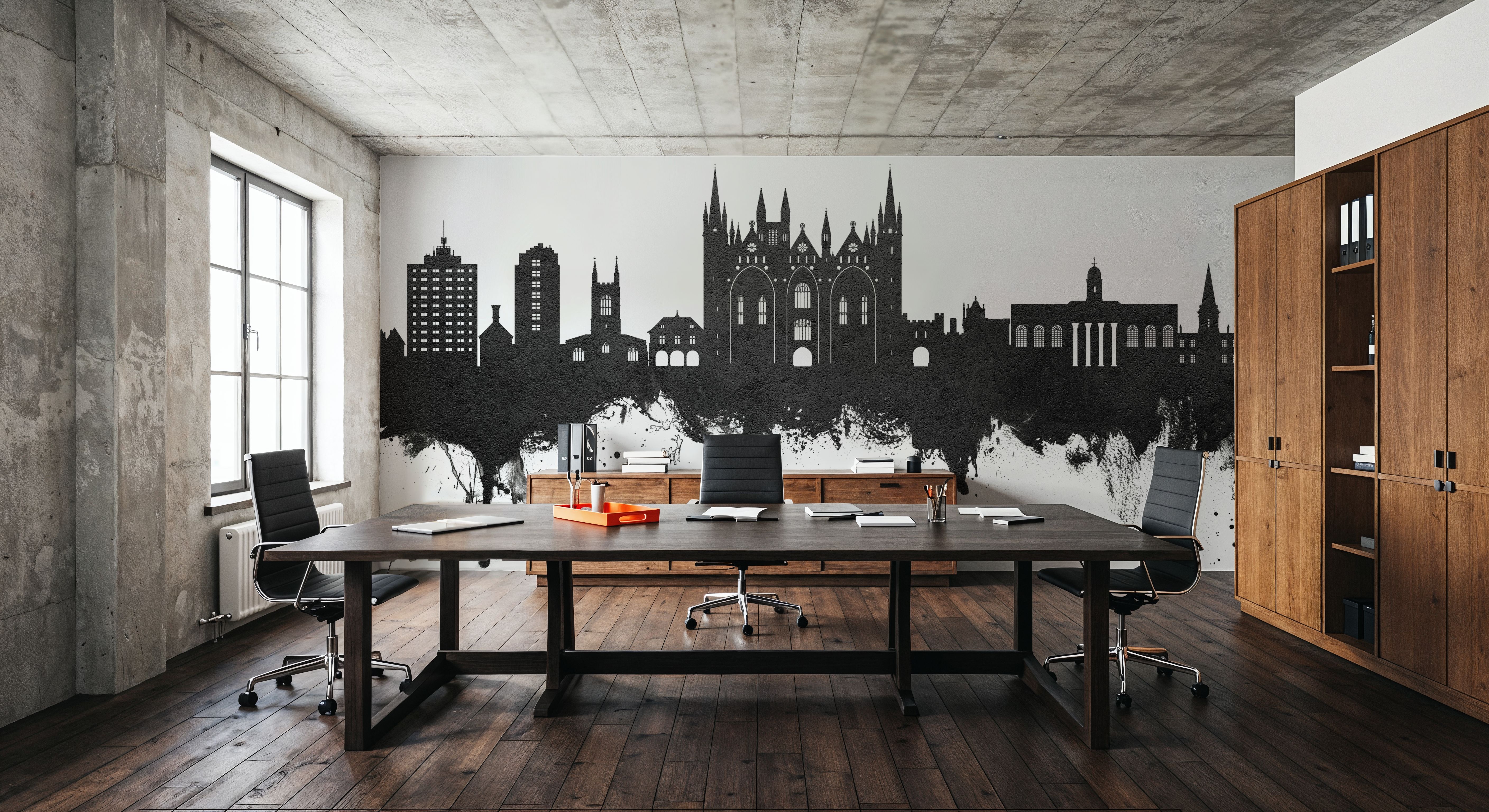 Peterborough England Skyline Black & White