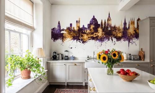 Oxford England Skyline Purple & Gold