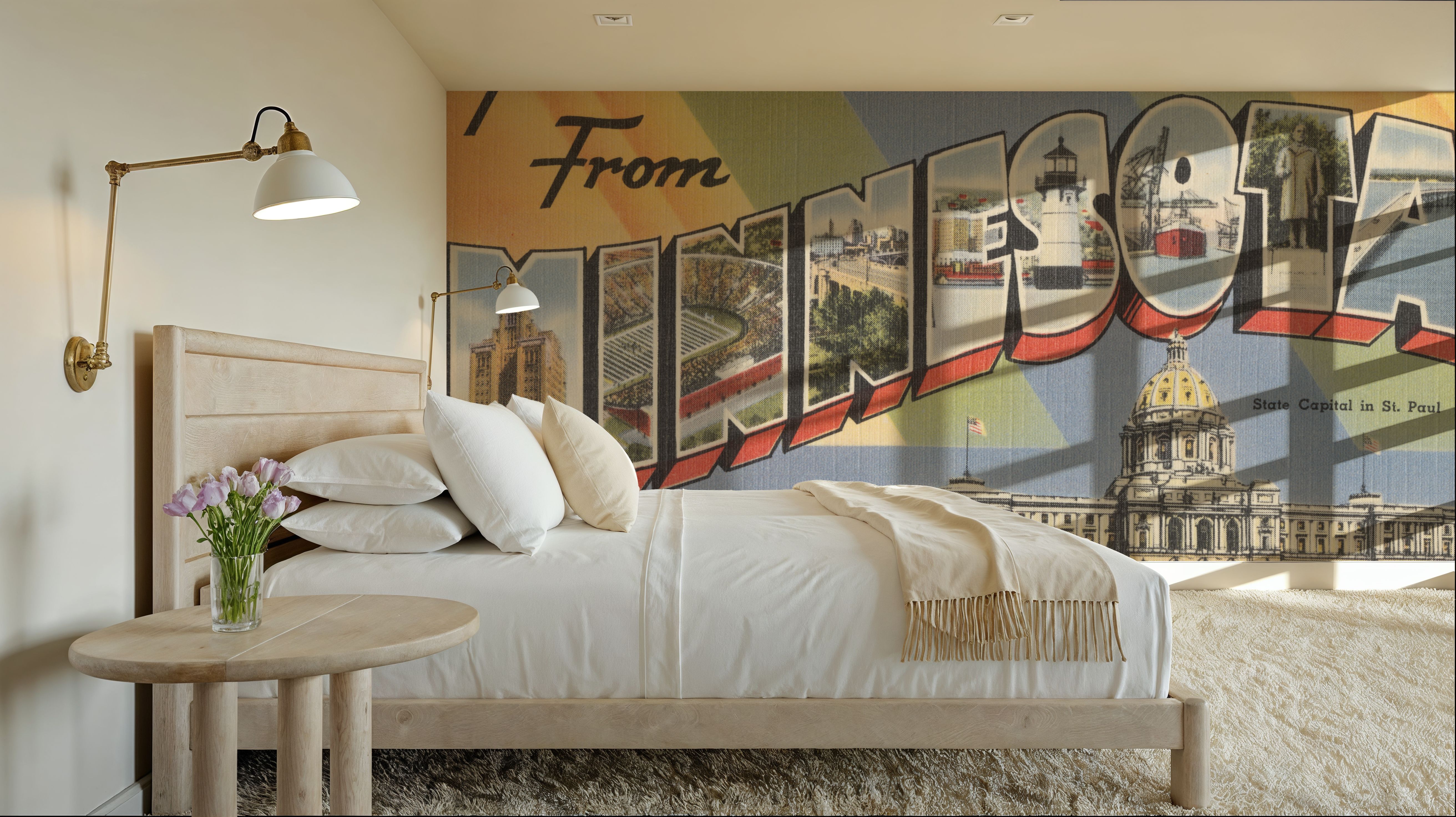 Greetings from Minnesota - Screenprint Postcard, Wallpaper