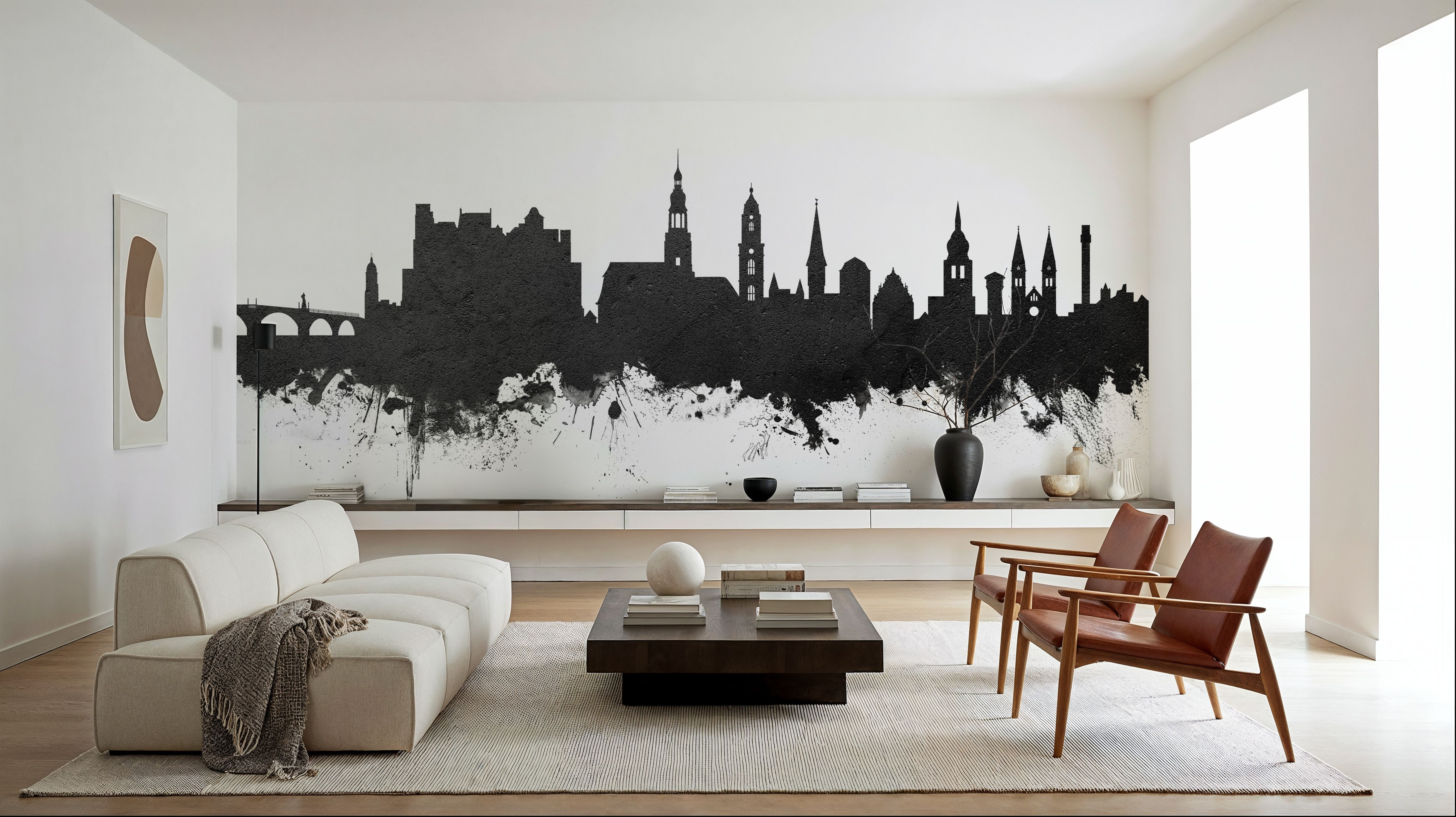 Heidelberg Germany Skyline Black & White, Carte da parati