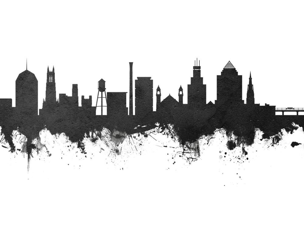 Durham North Carolina Skyline Black & White