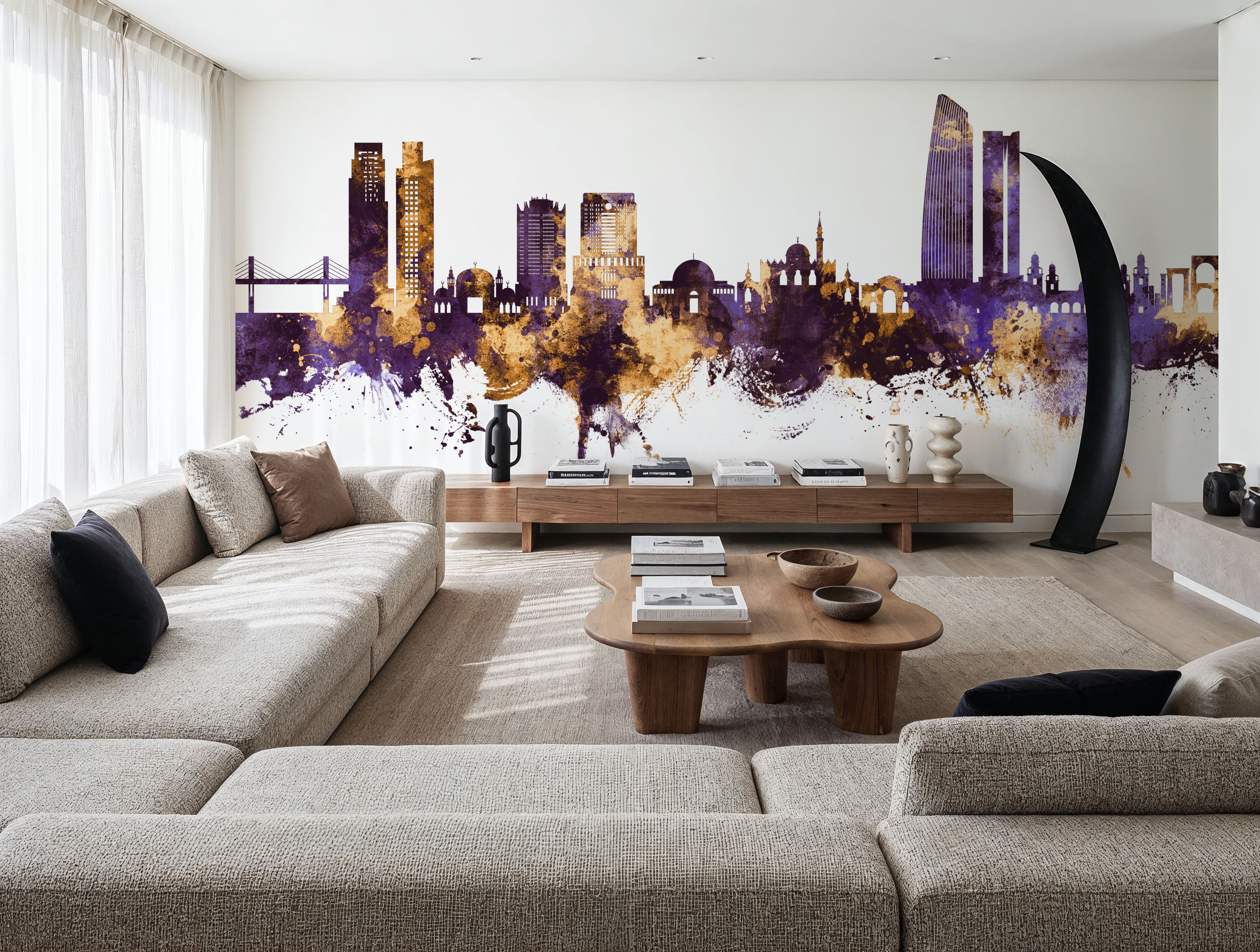 Amman Skyline Purple & Gold, Wallpaper