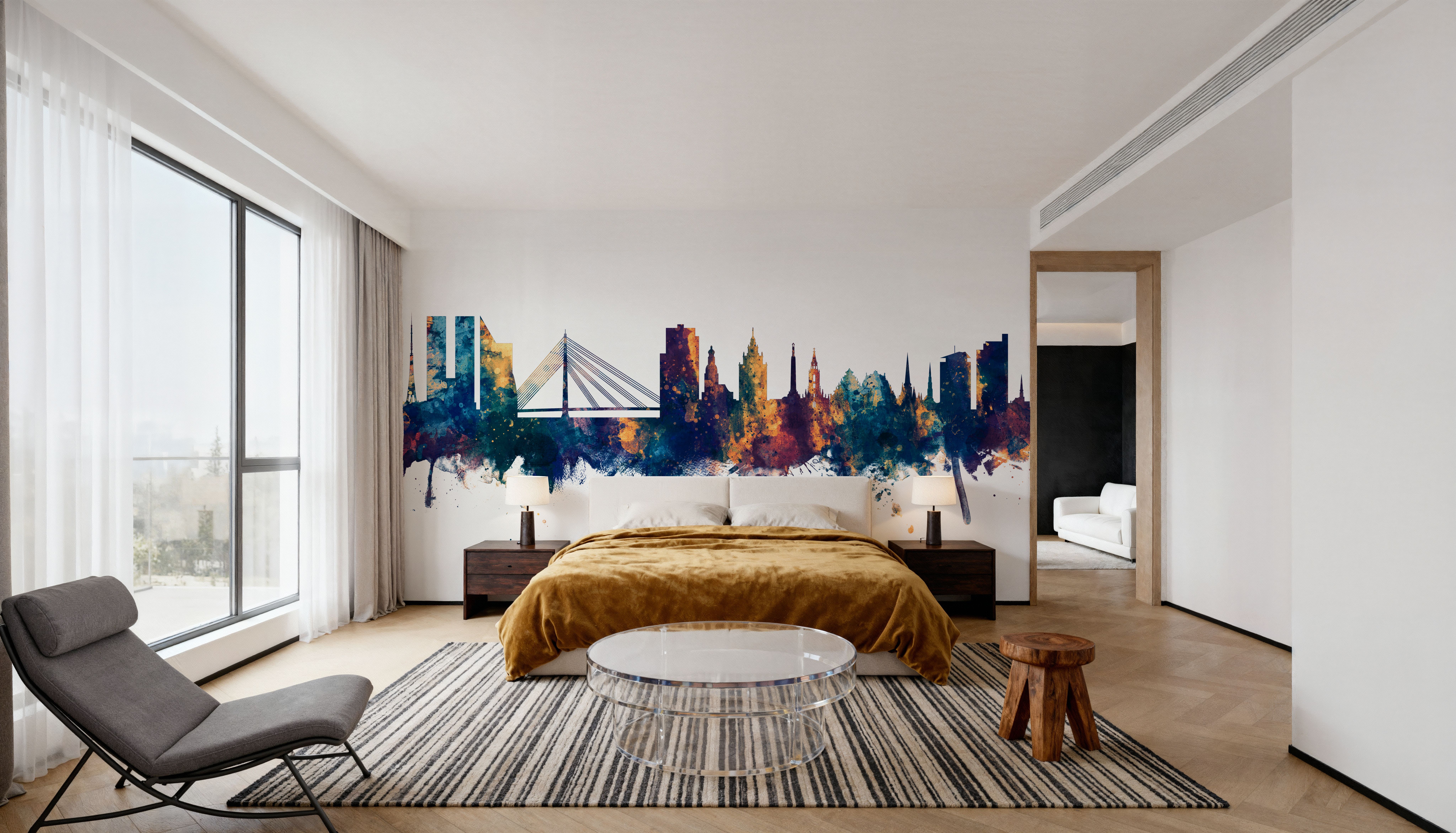 Riga Latvia Skyline Blue & Bronze