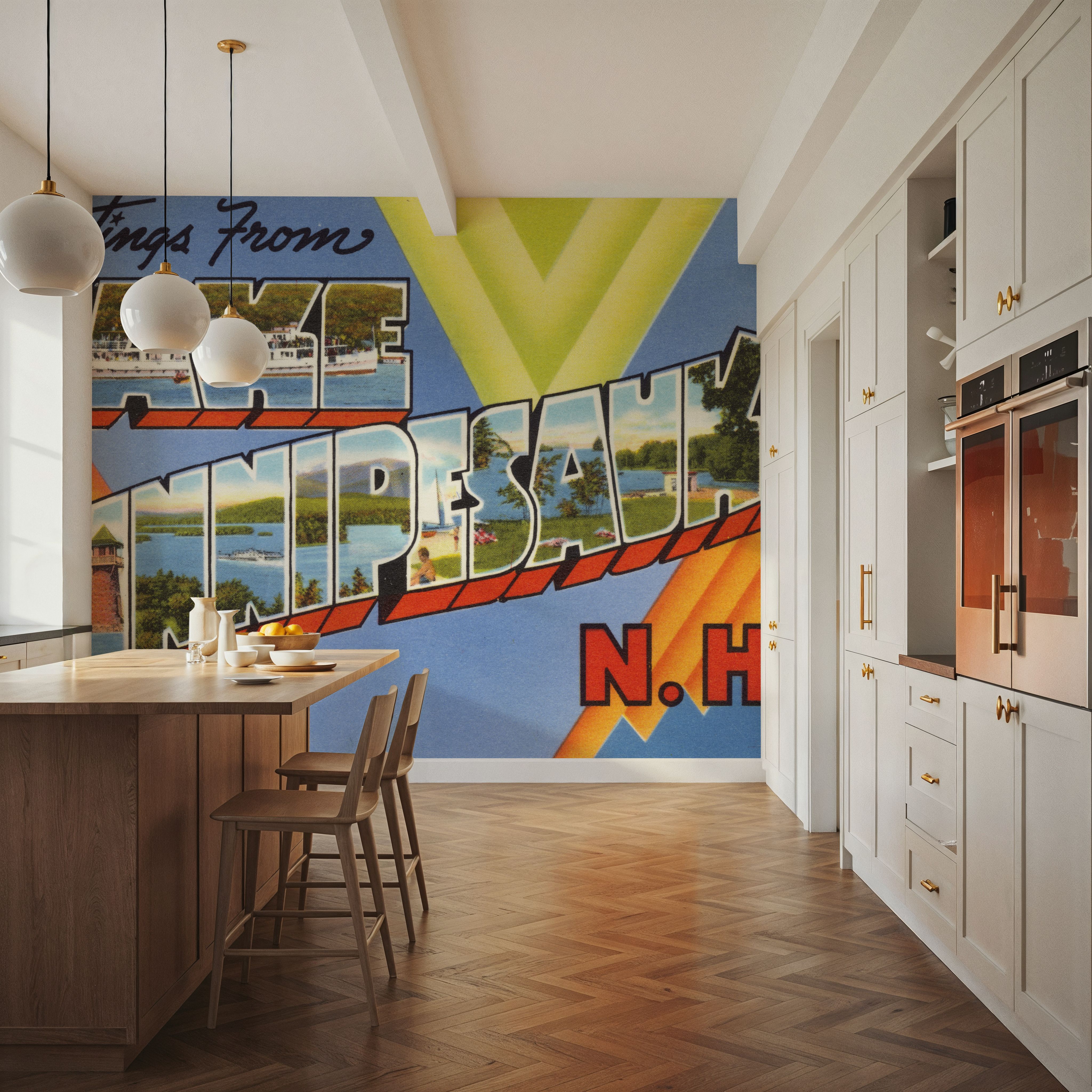 Greetings from Lake Winnipesaukee - Screenprint Postcard