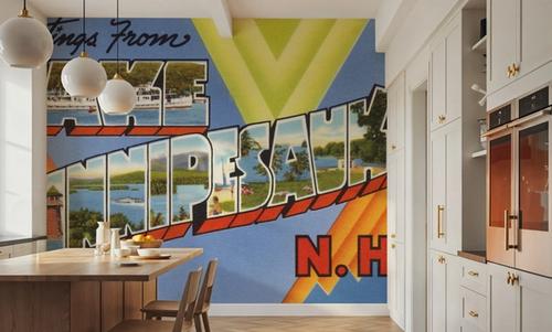 Greetings from Lake Winnipesaukee - Screenprint Postcard