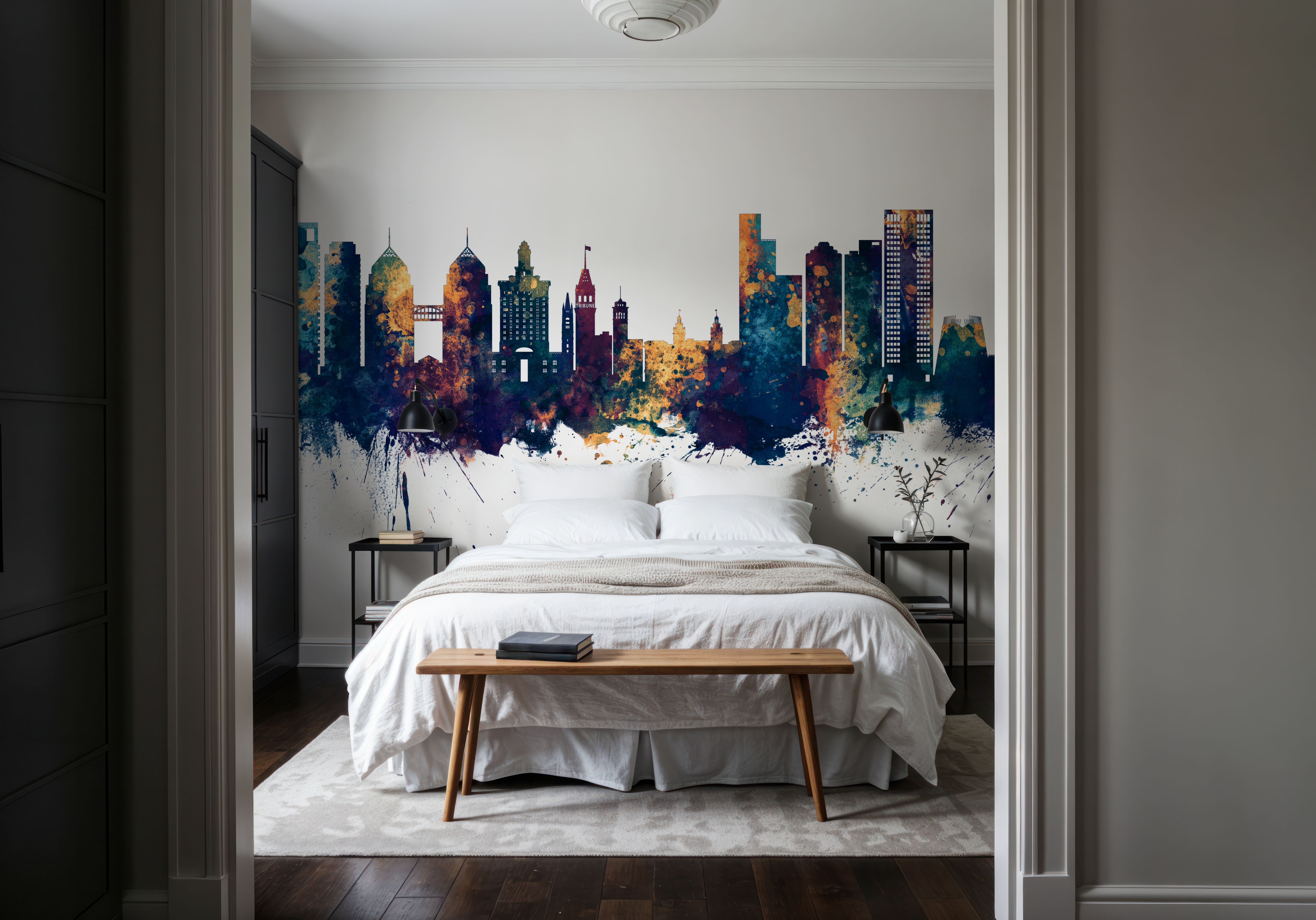 Oakland California Skyline Blue & Bronze