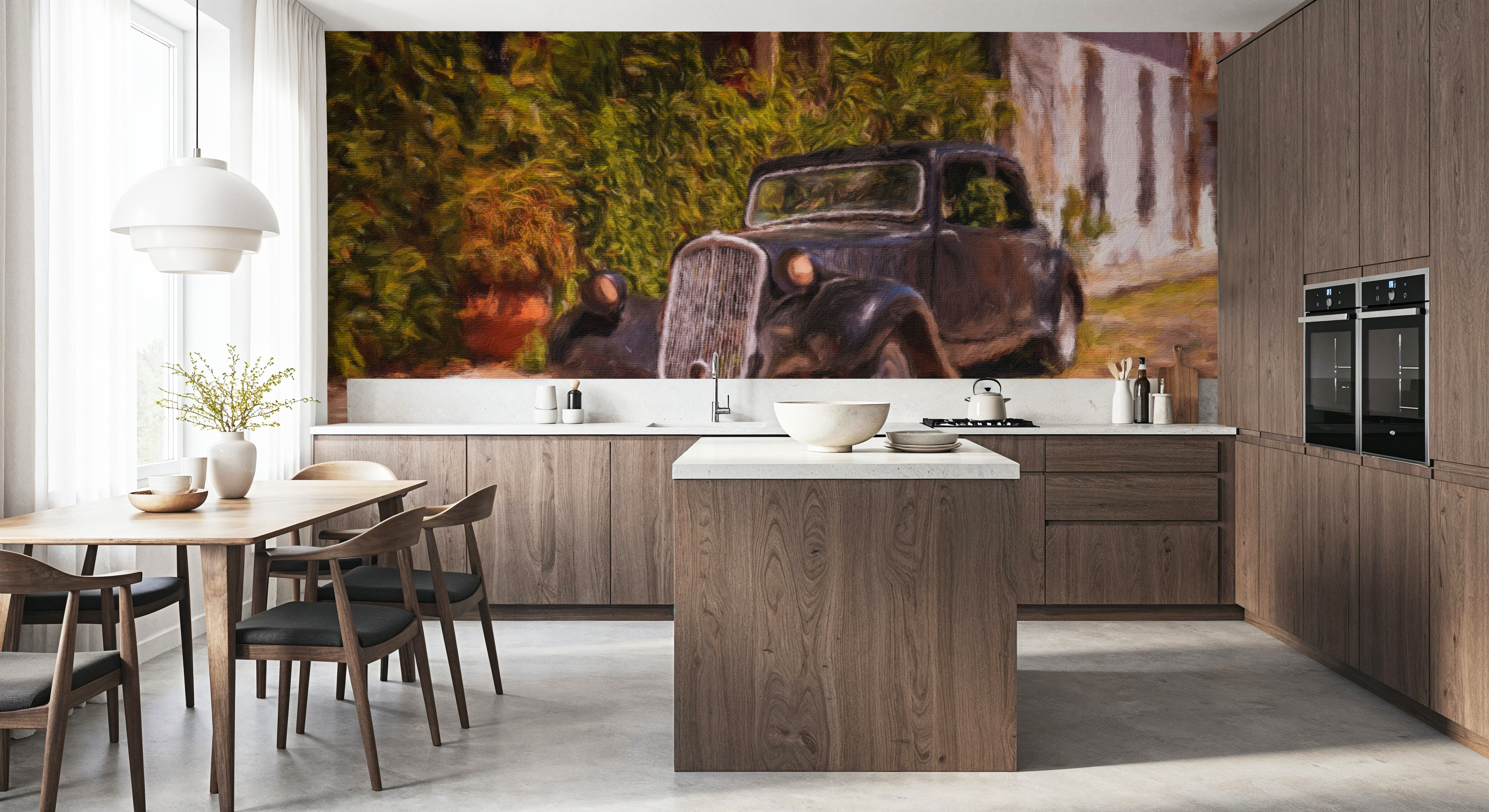 Antique Car Uruguay on Canvas, Wallpaper