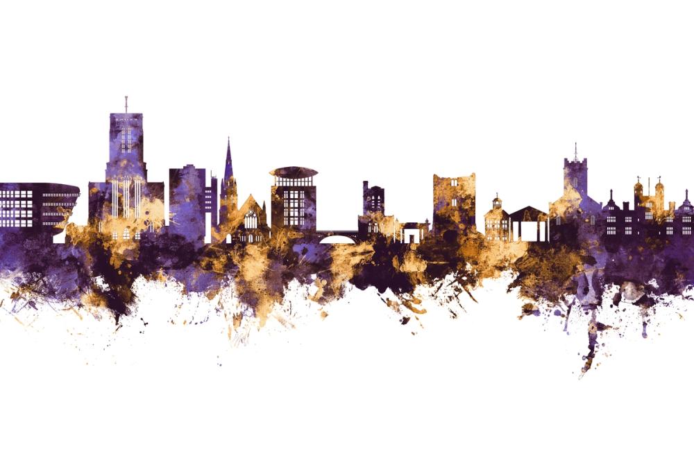 Guildford England Skyline Purpl & Gold