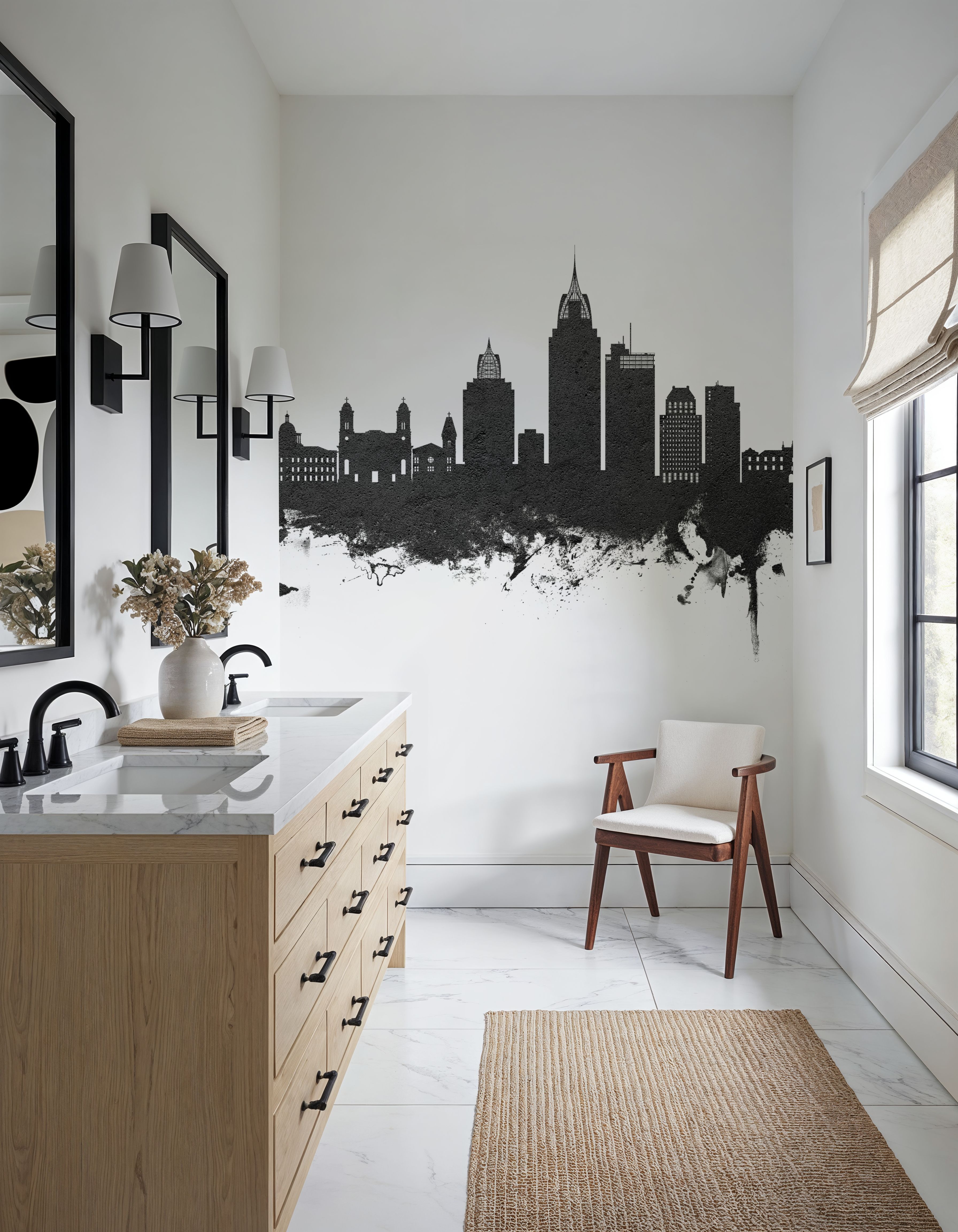 Mobile Alabama Skyline Black & White