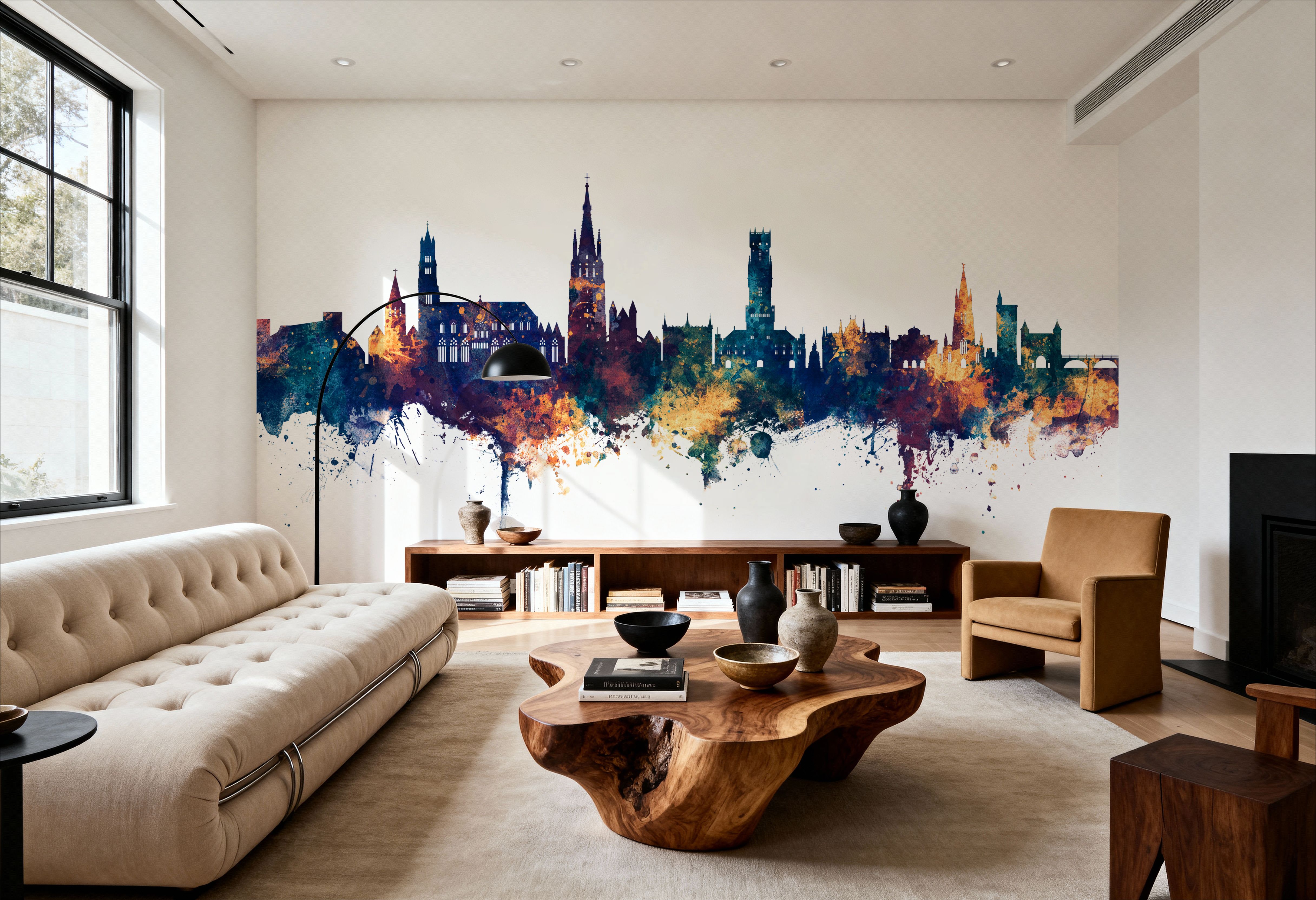 Bruges Belgium Skyline Blue & Bronze