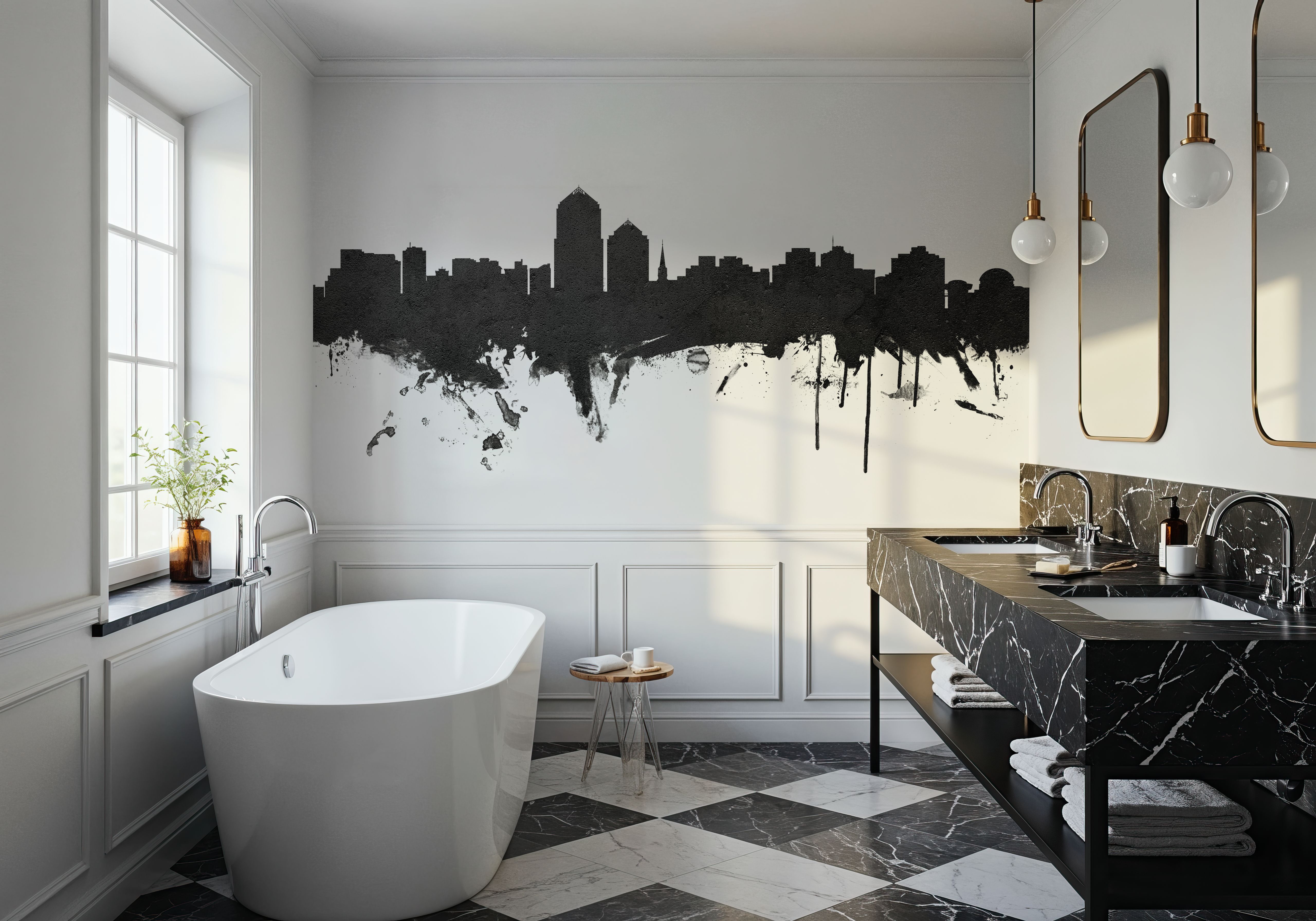 Albuquerque New Mexico Skyline Black & White, Wallpaper