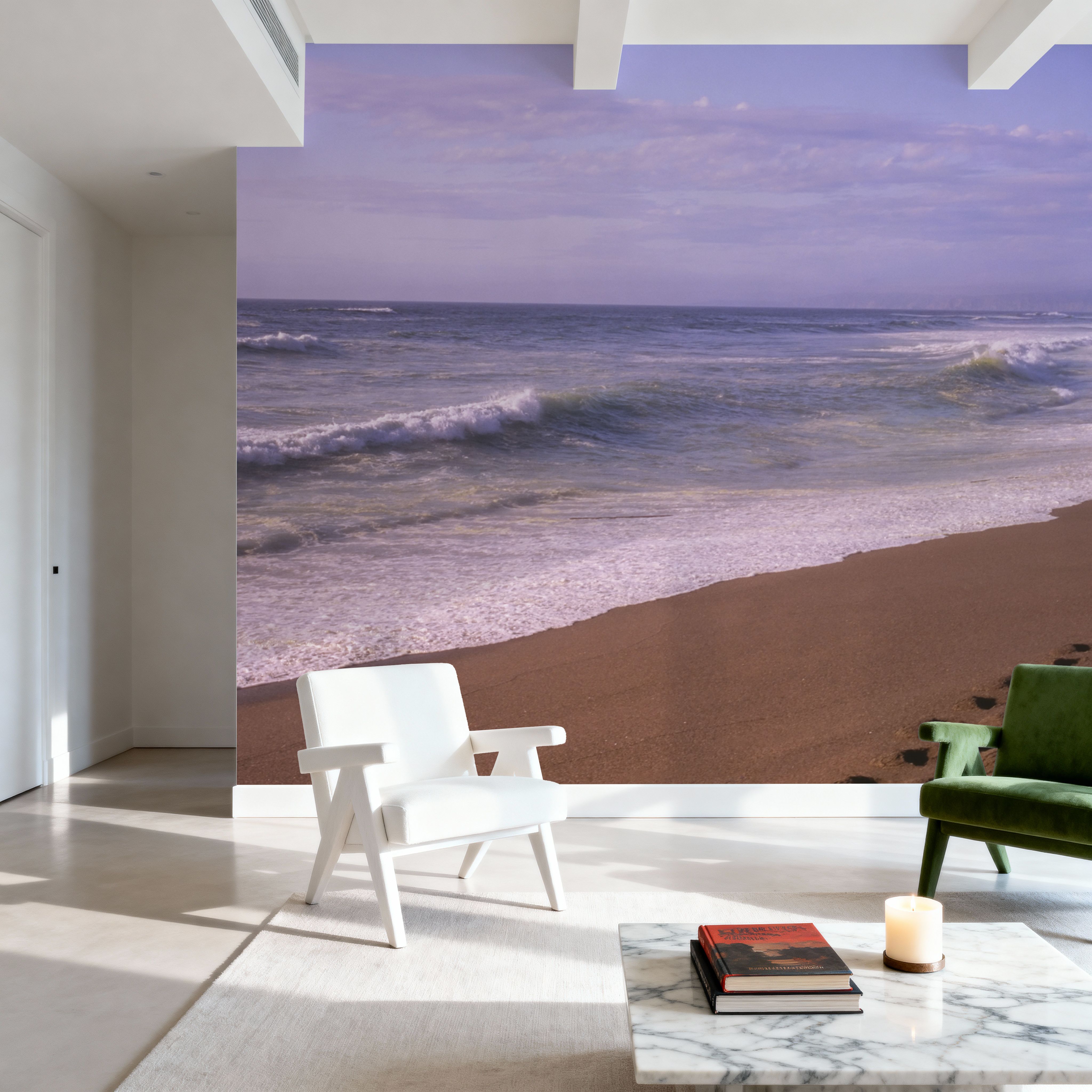 Crimson Stroll by the Shore