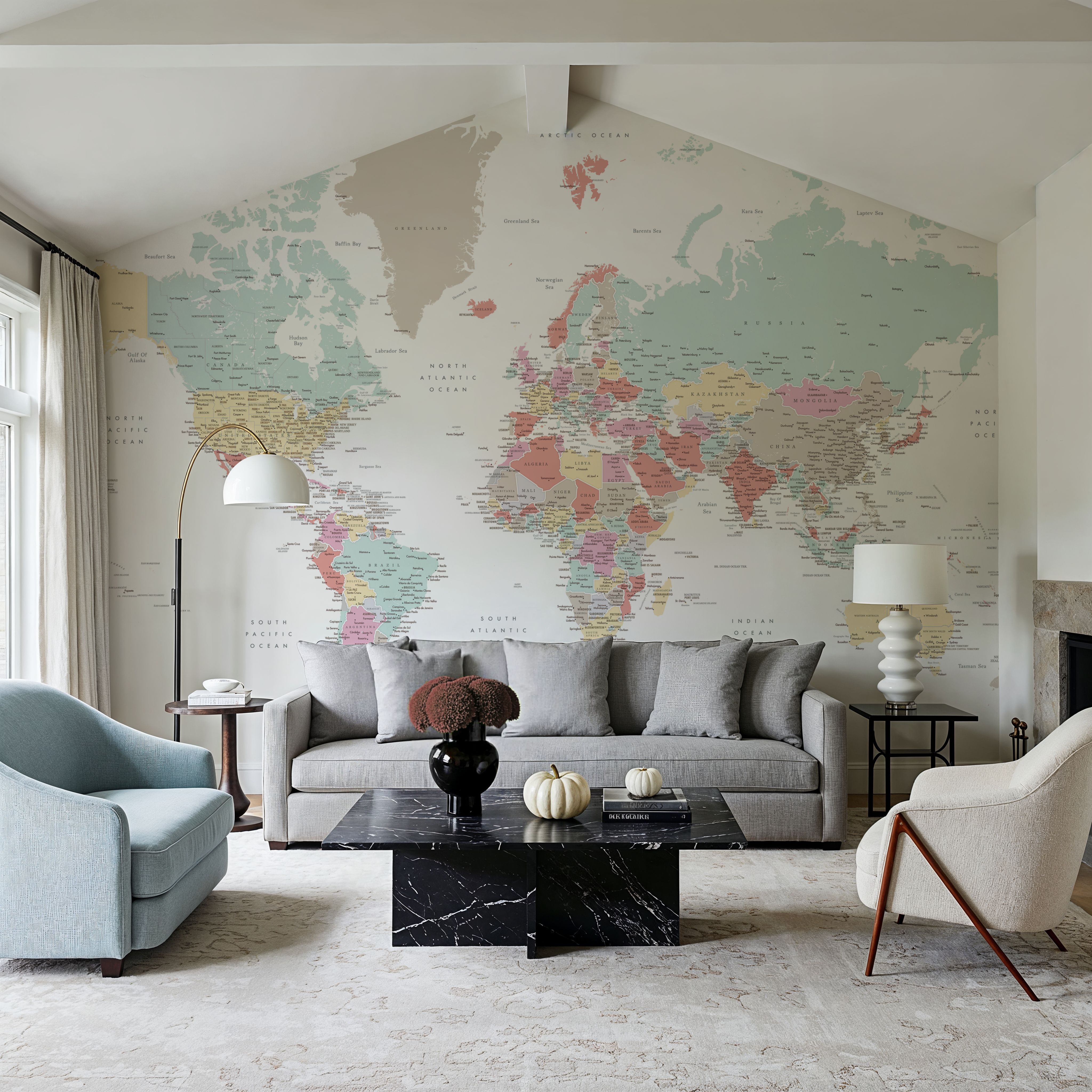 World Map Cities - Pastella