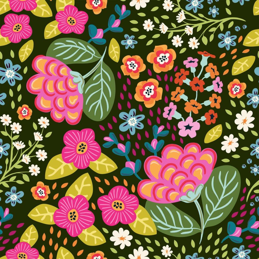 Happy Flowers, Pine Green