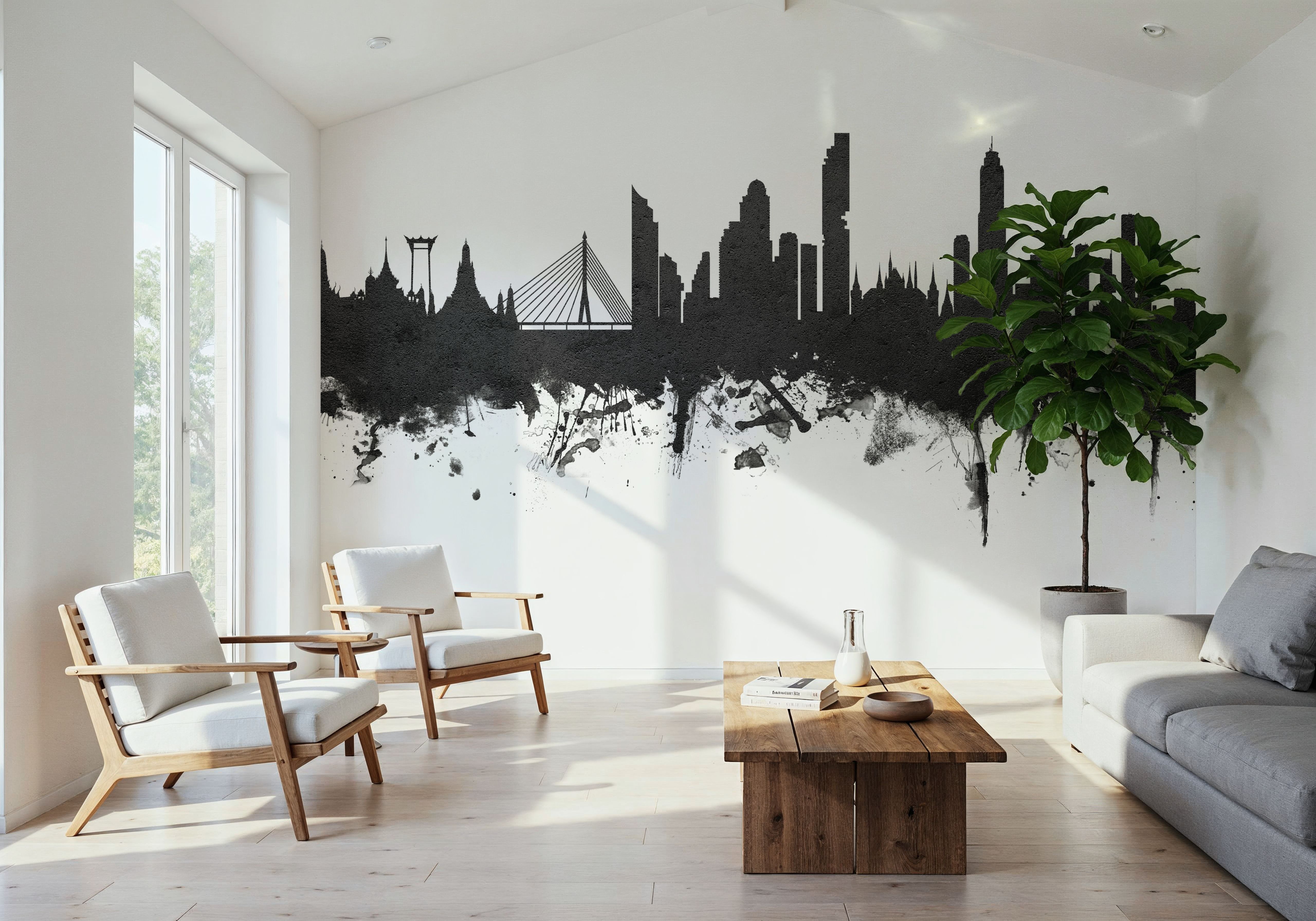 Bangkok Thailand Skyline Black & White, Wallpaper