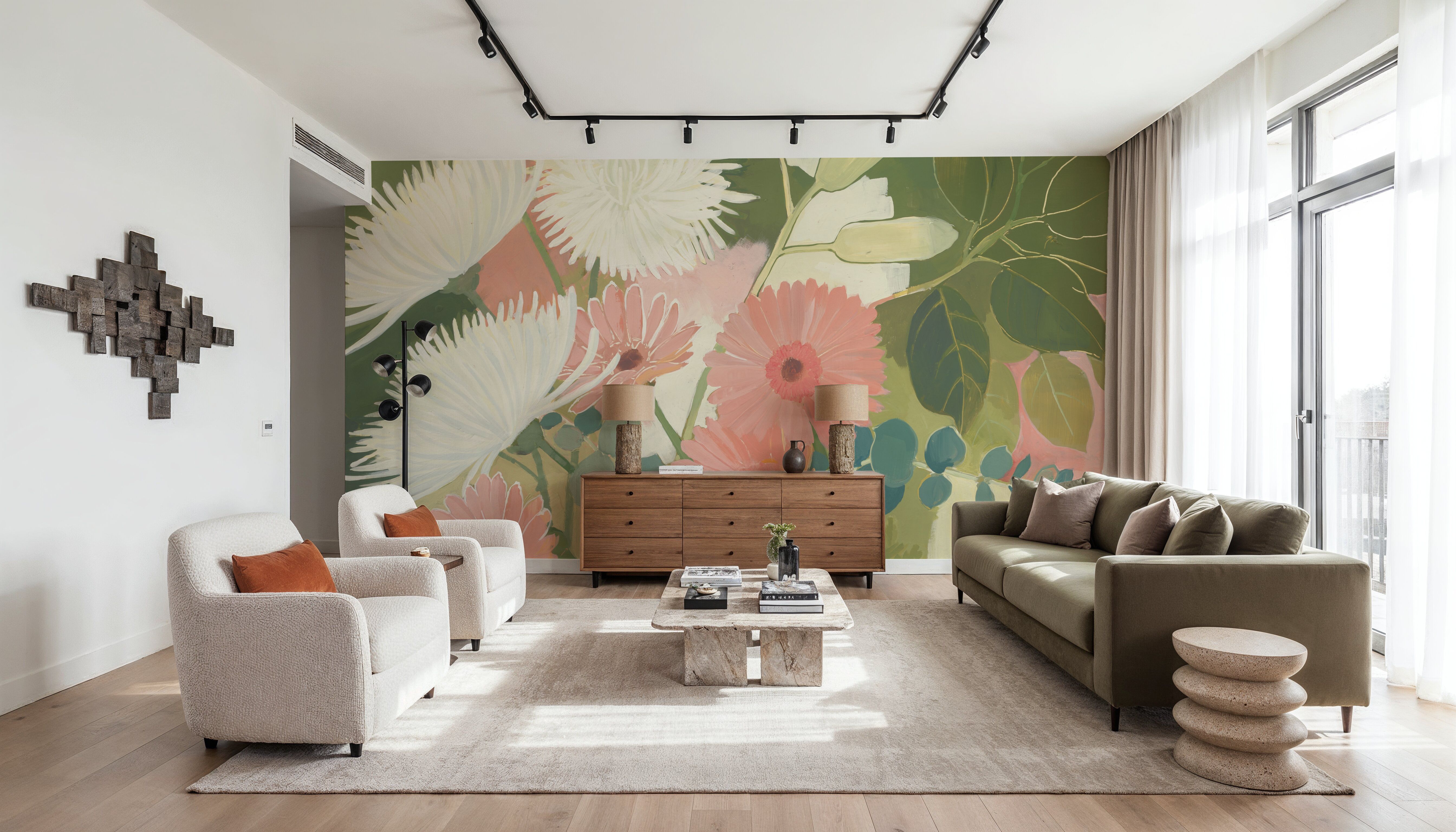 Chrysanthemums and Daisies I, Wallpaper