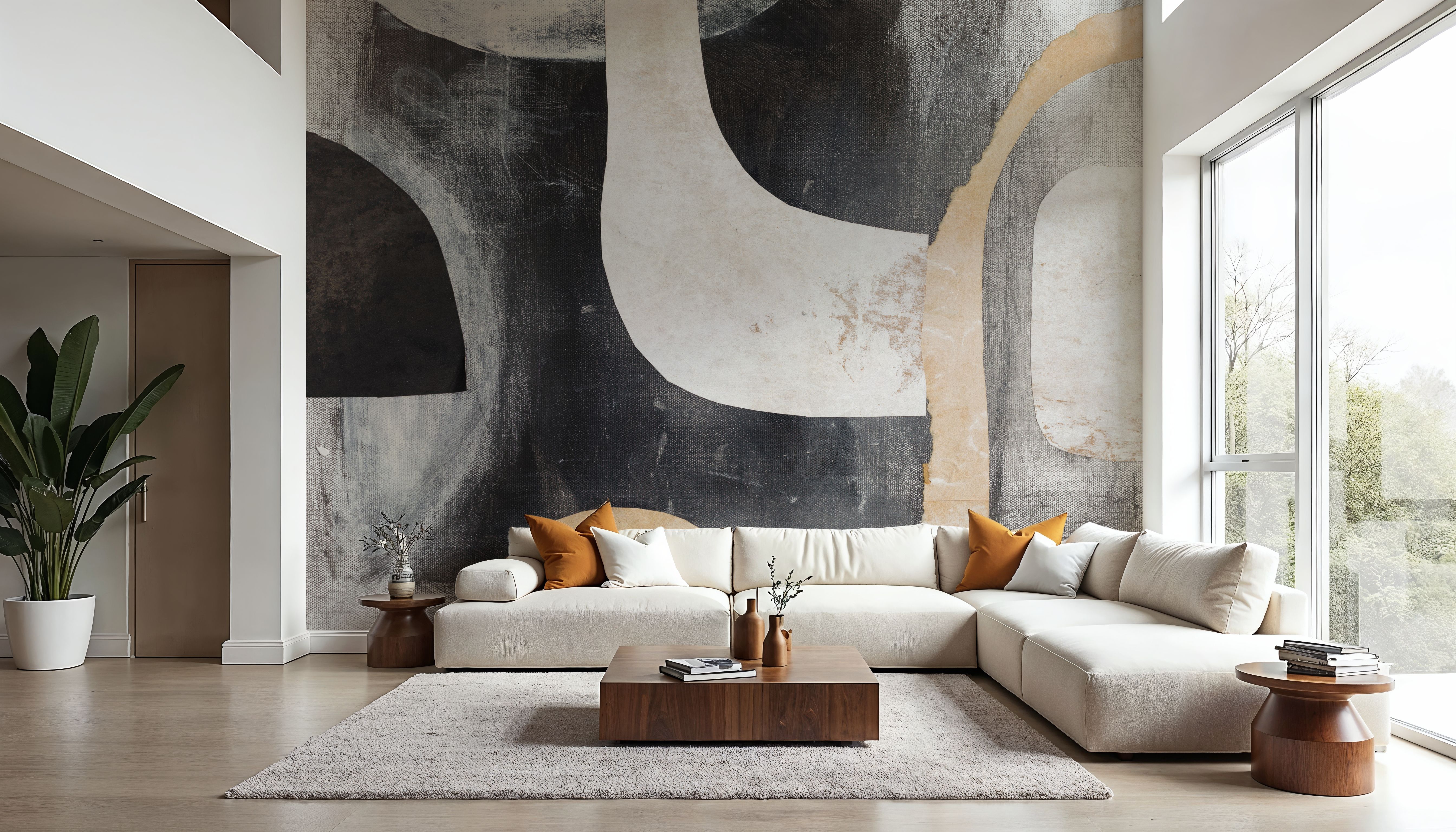 Wall Mural - Mindscape III - Abstract Contemporary mural wallpaper - Gray - Living room - Wallism US - Premium, Textured or Peel & Stick