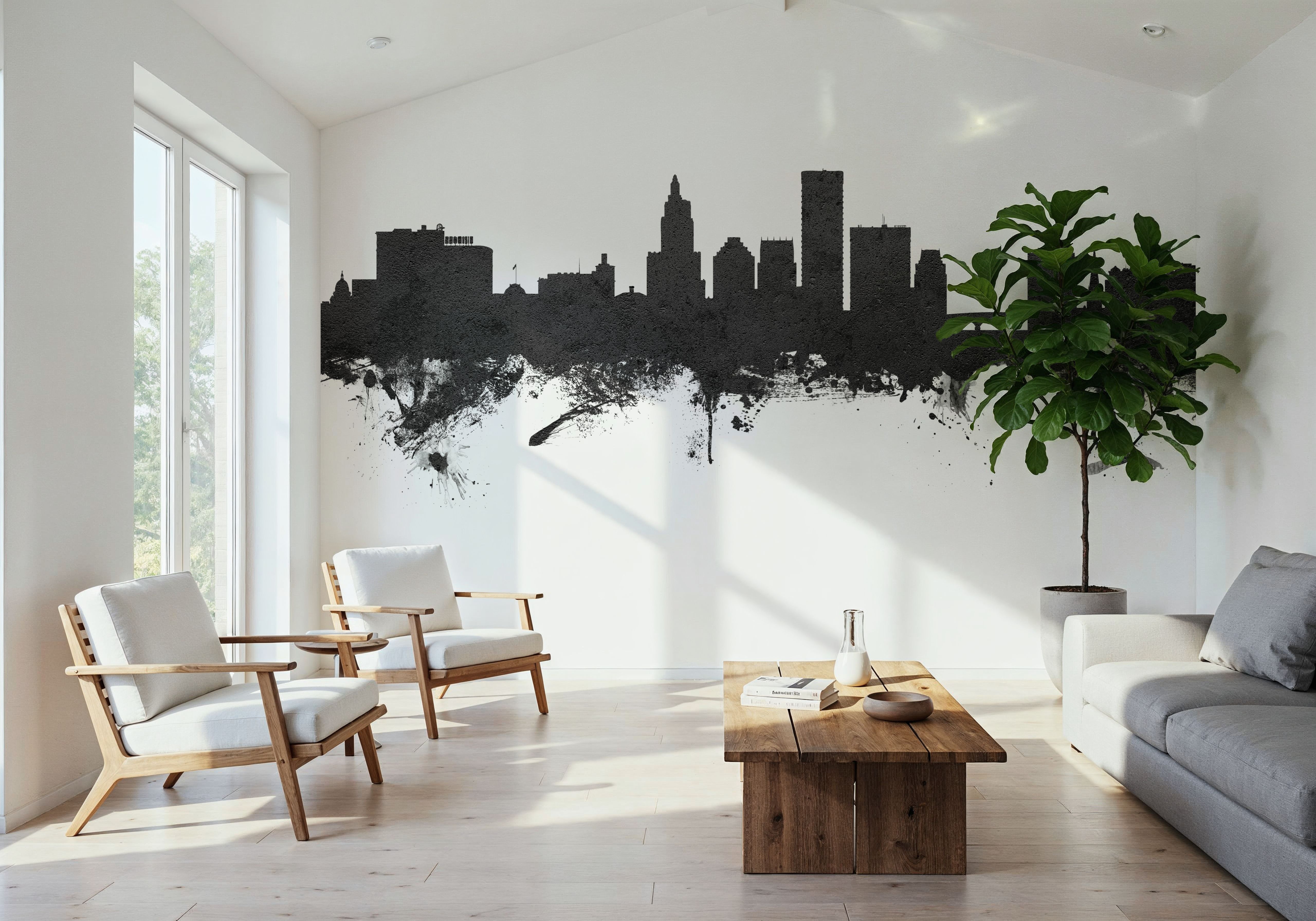 Providence Rhode Island Skyline Black & White, Wallpaper