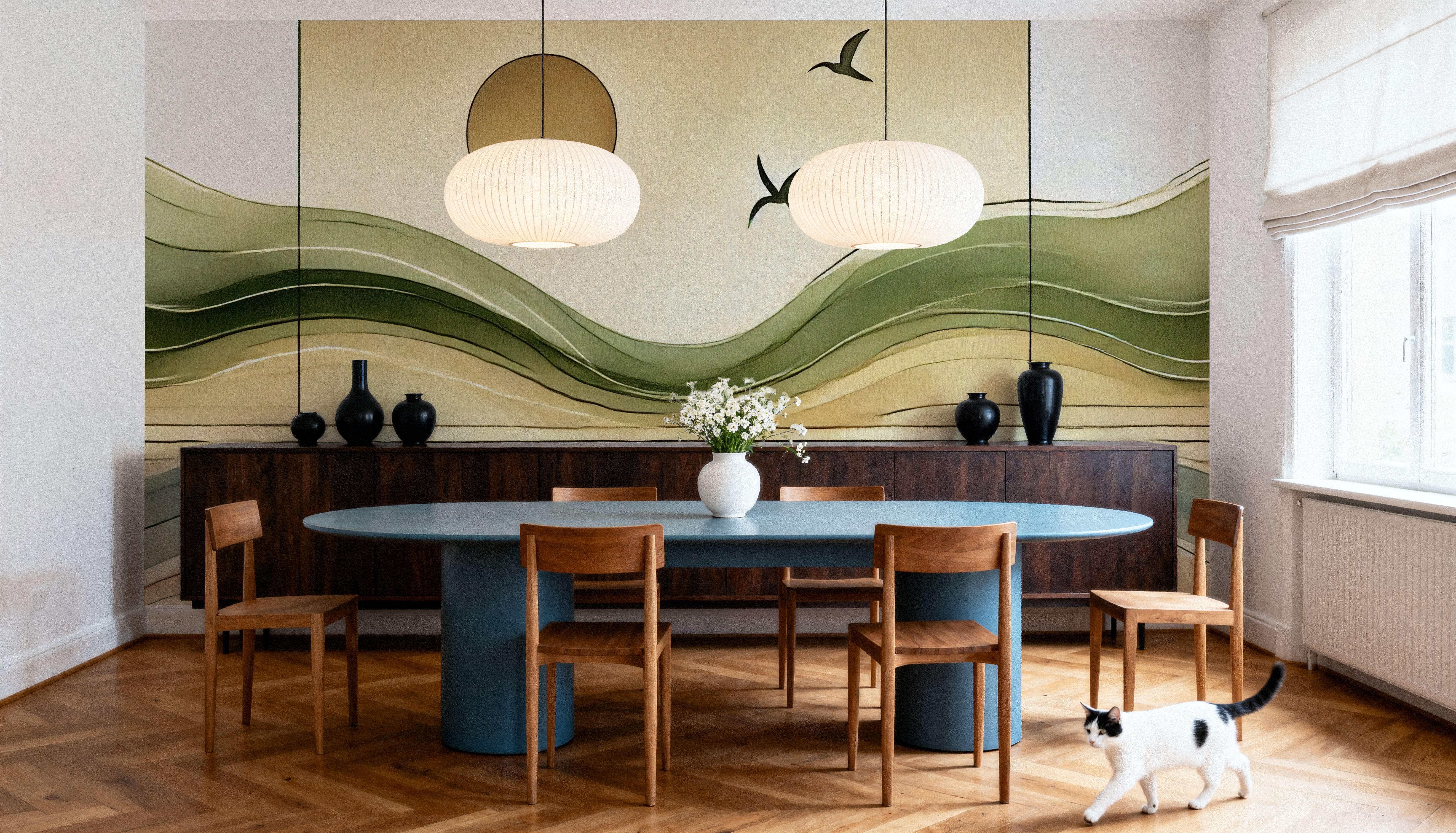 Serenity Sunset View in Art Deco, Papel pintado