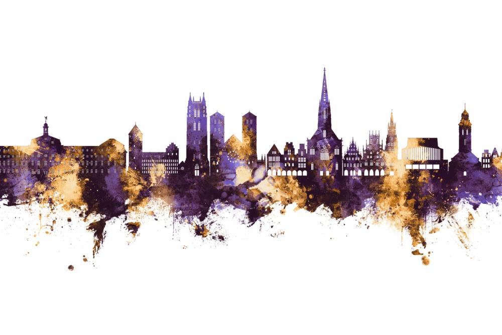 Münster Germany Skyline Purple & Gold