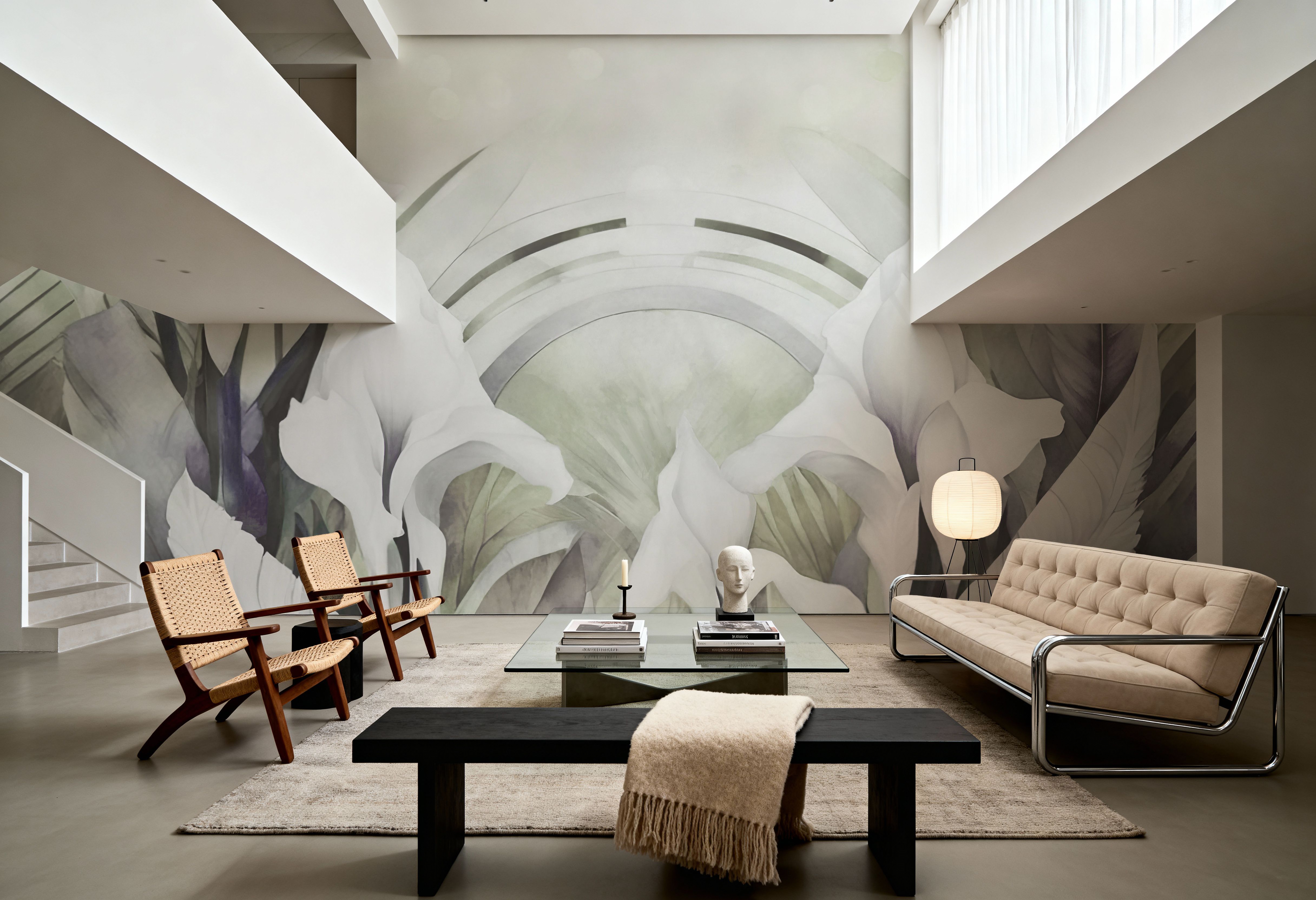 Irises and Feathers Purple Yellow