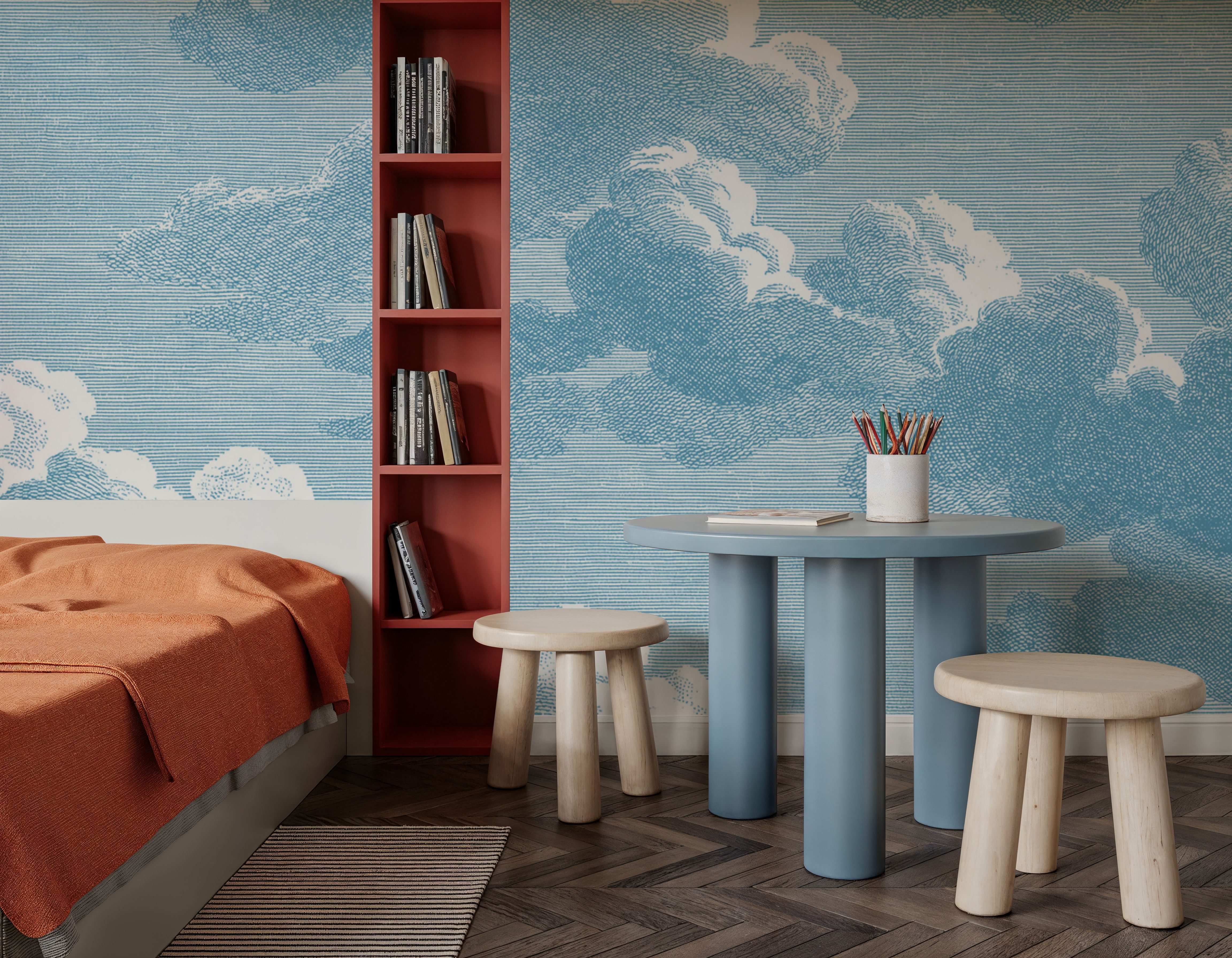 Intaglio Clouds, Washed Demin