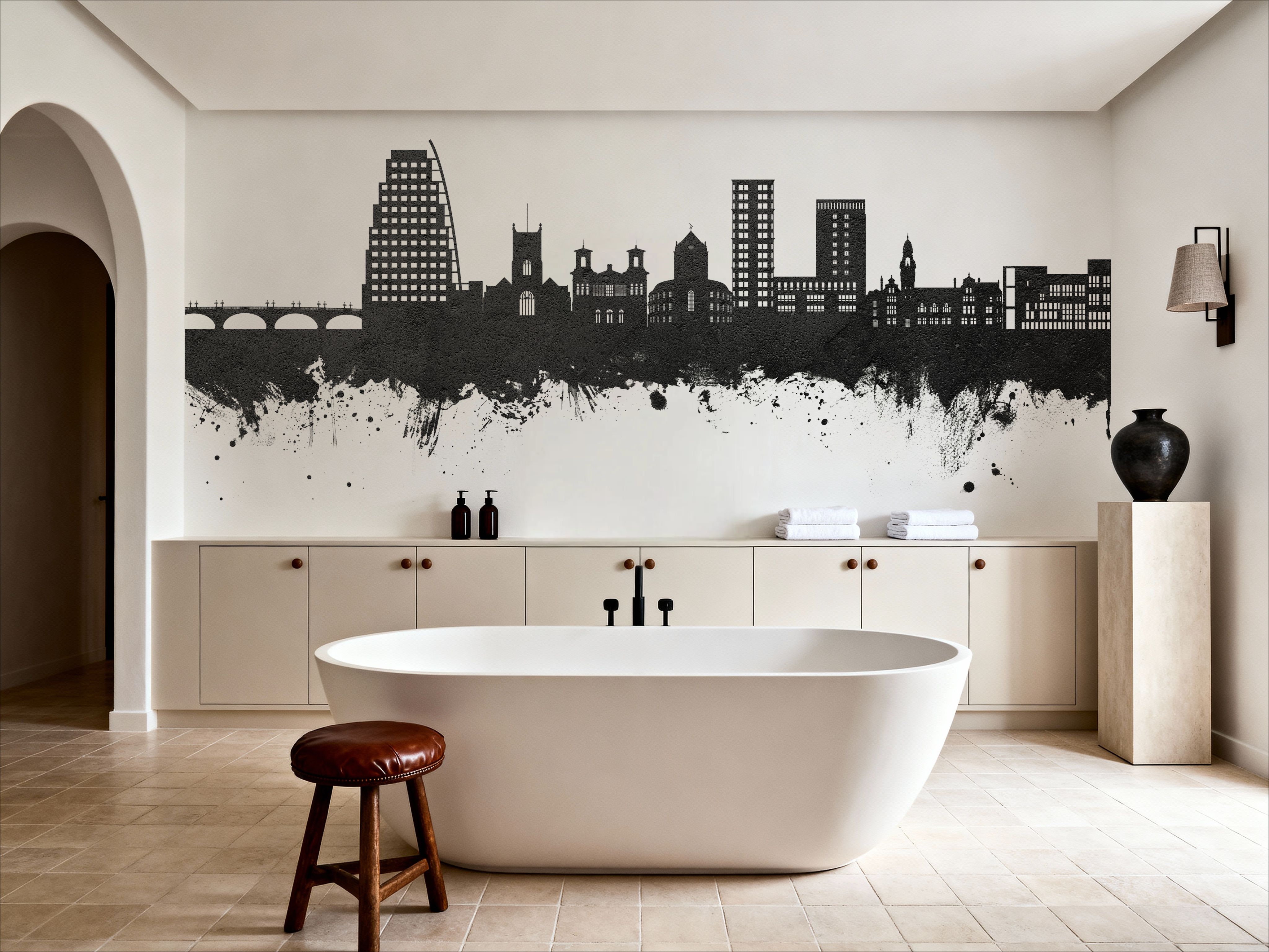 Kingston upon Thames England Skyline Black & White