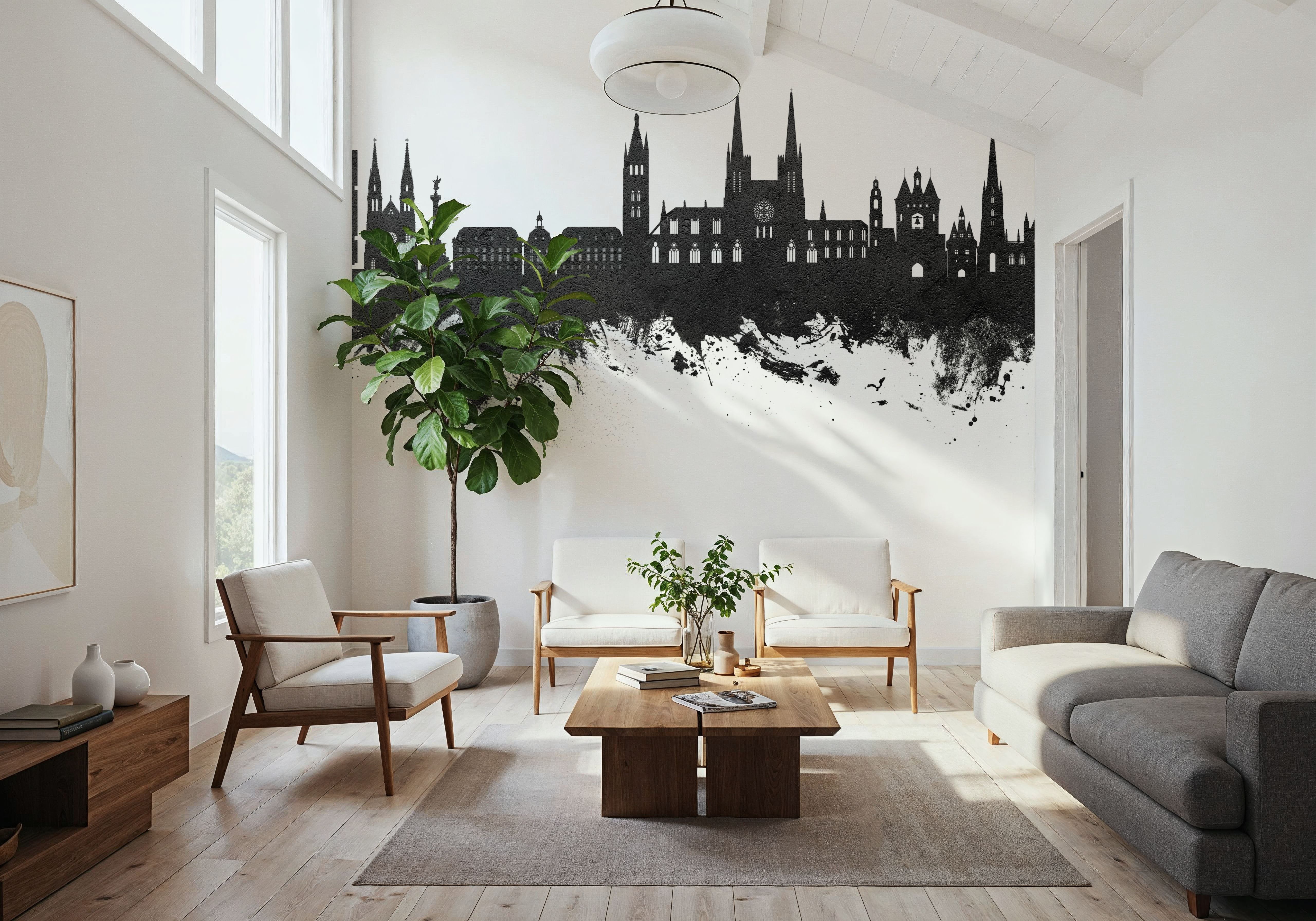 Bordeaux France Skyline Black & White