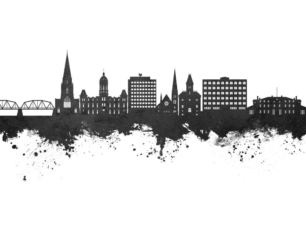 Fredericton Canada Skyline Black & White