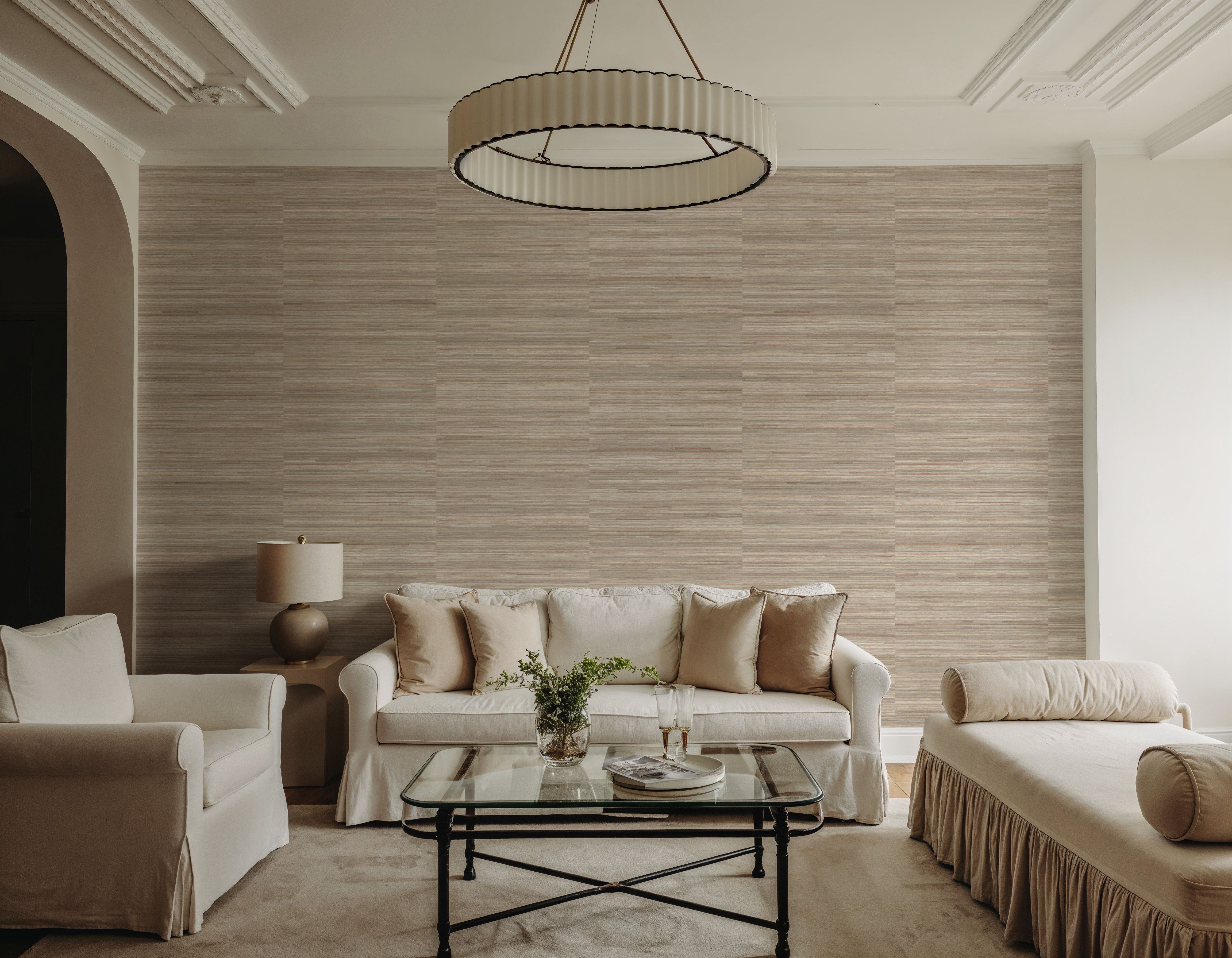 Faux Grasscloth with Visible Seams, Flax