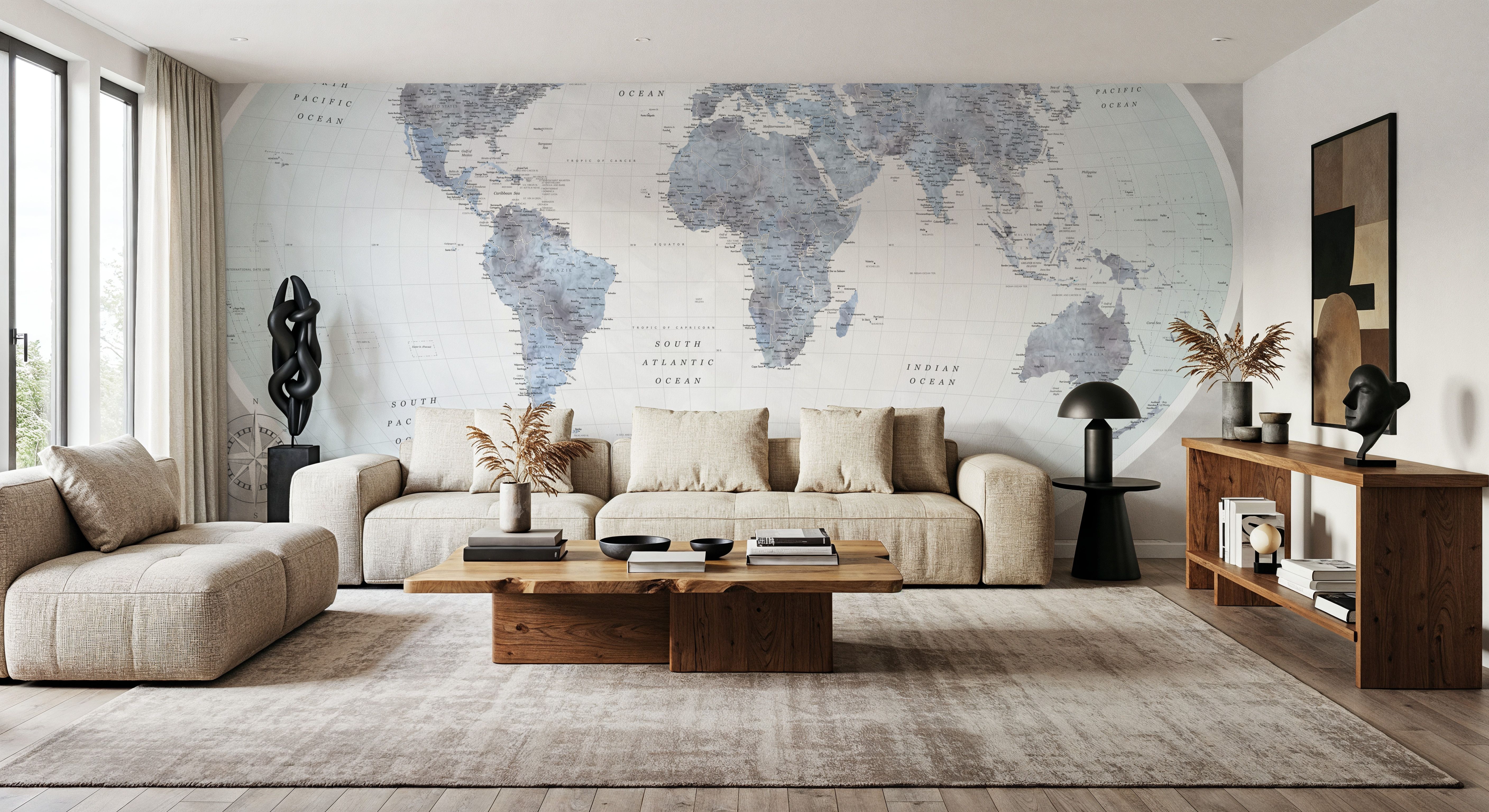 World Map Atlas Blue