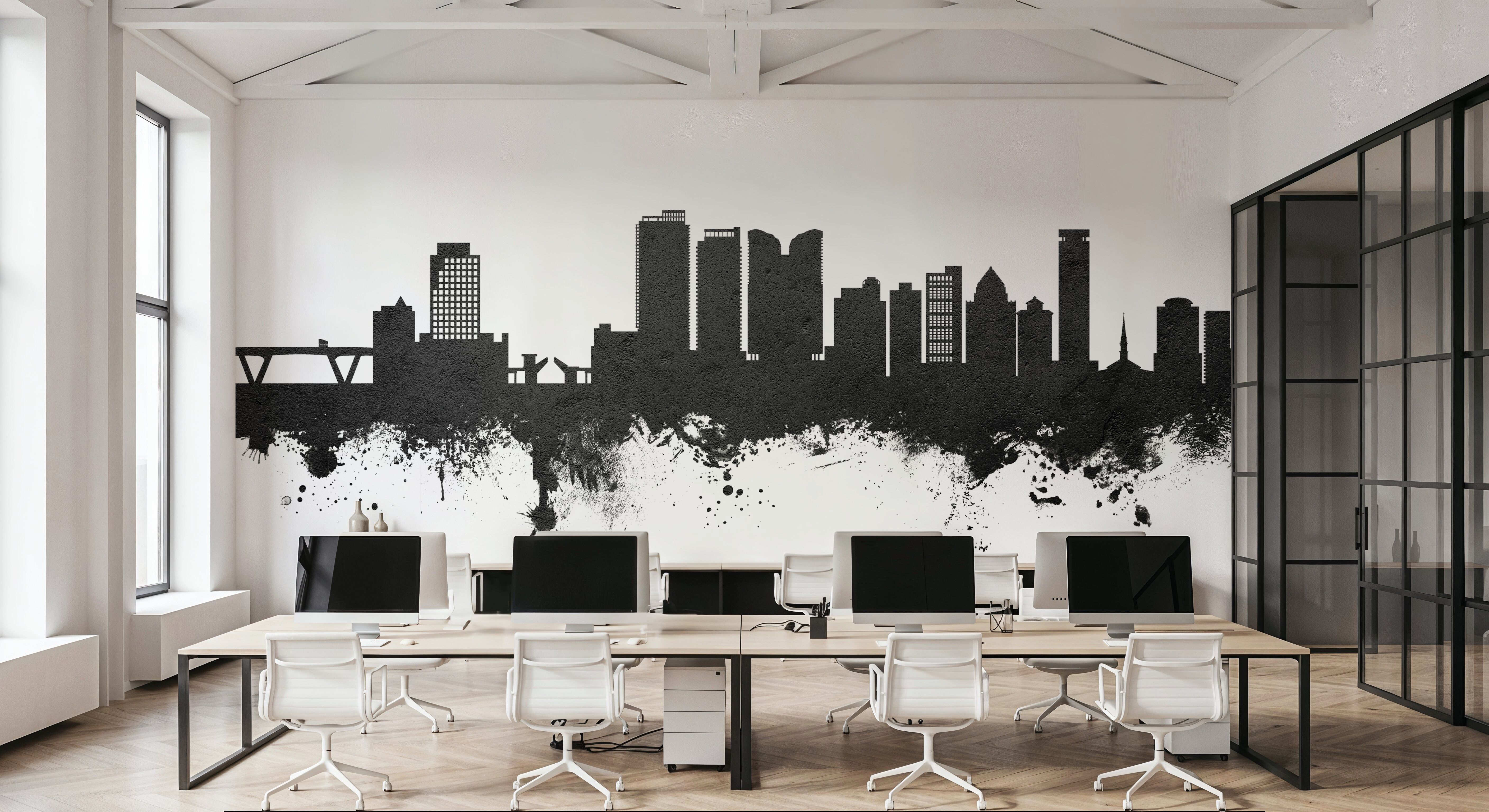 Fort Lauderdale Florida Skyline Black & White