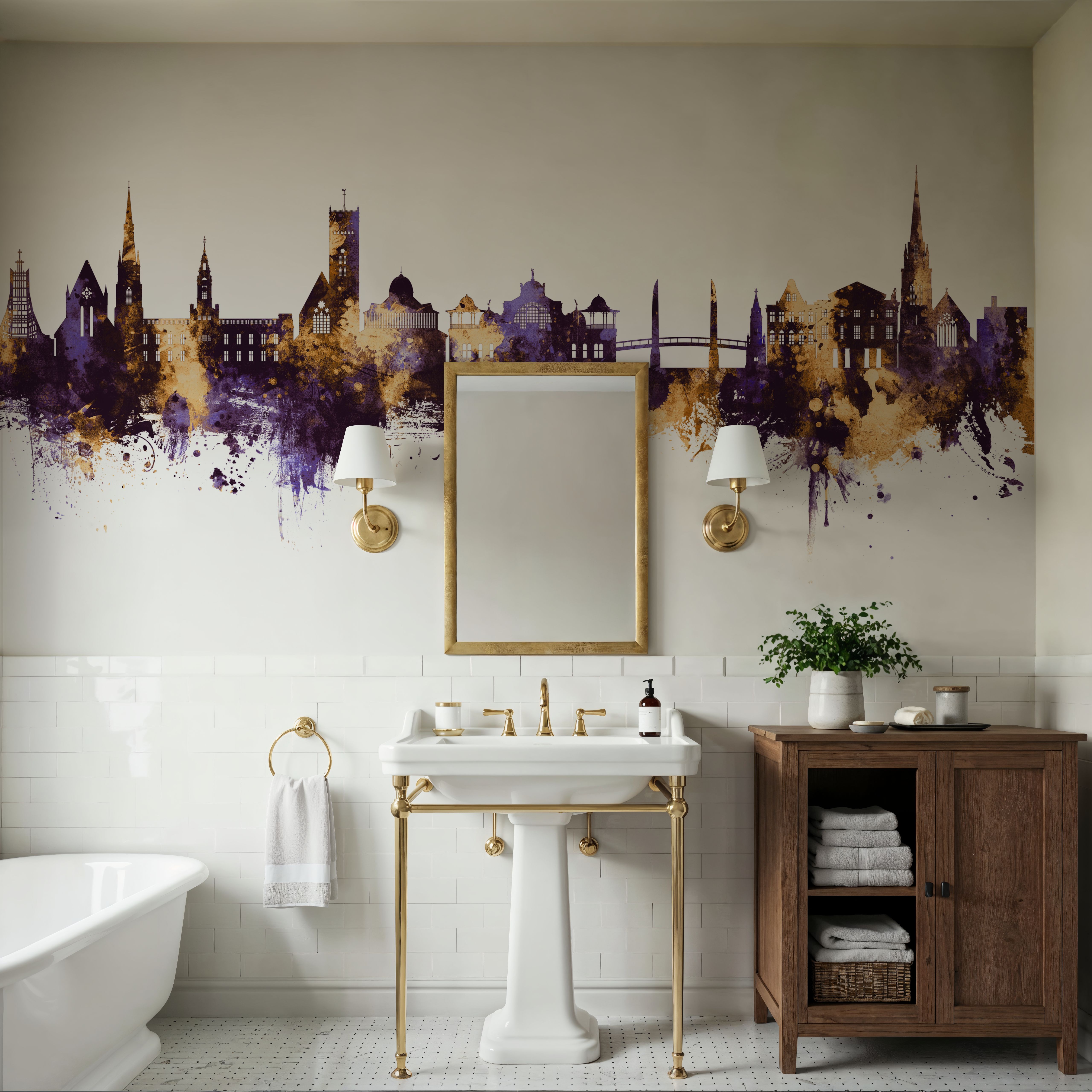 Torquay England Skyline Purple & Gold