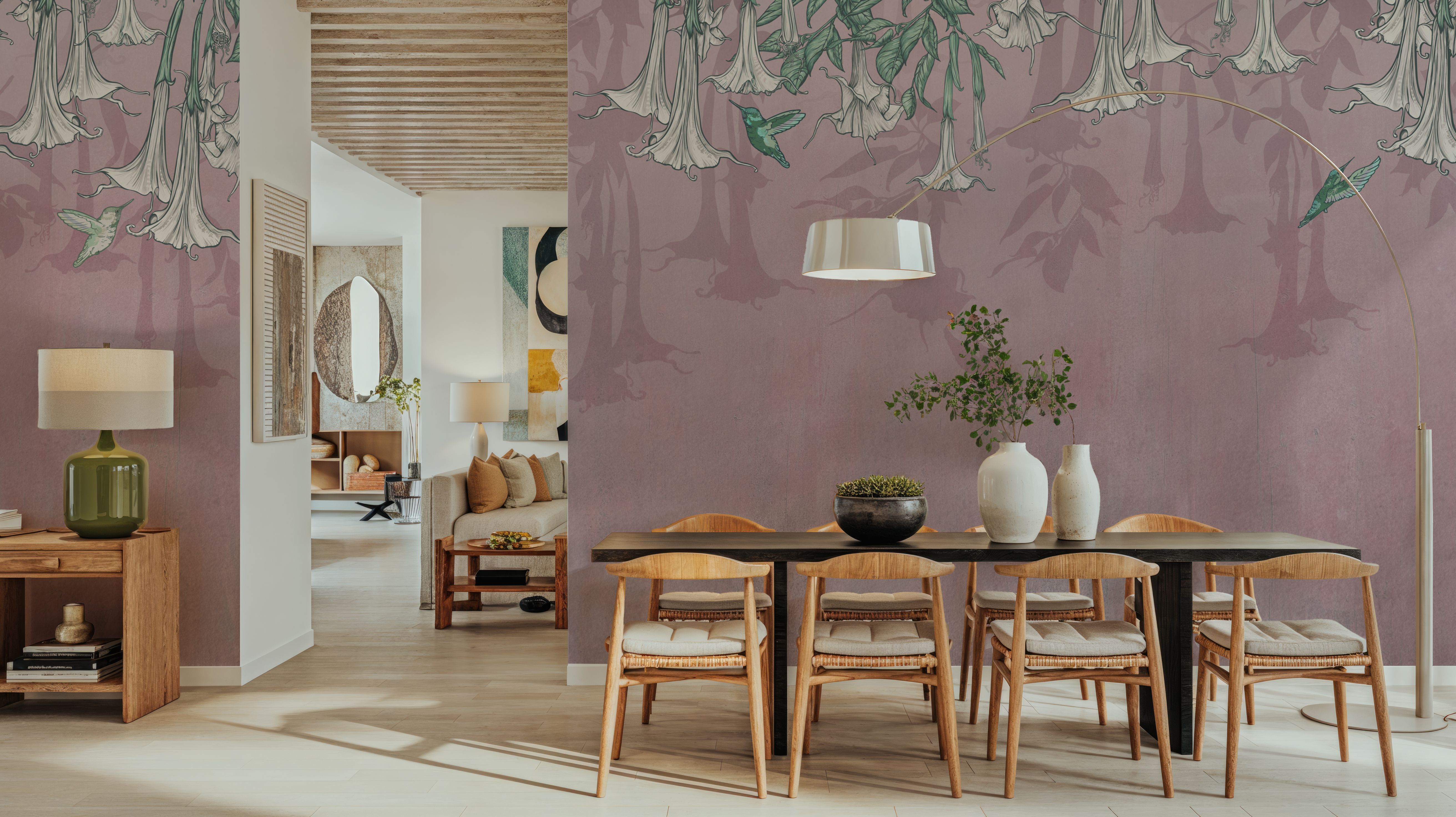 Hummingbirds and Trumpets Pink